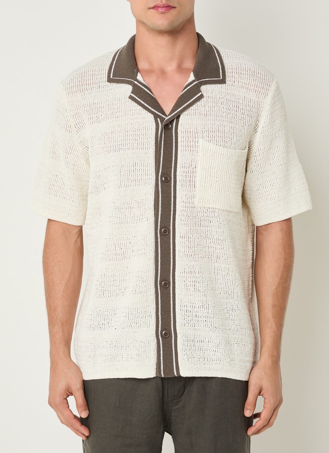 SAMSØE SAMSØE Sapercy regular fit overhemd met borstzak - detail creme