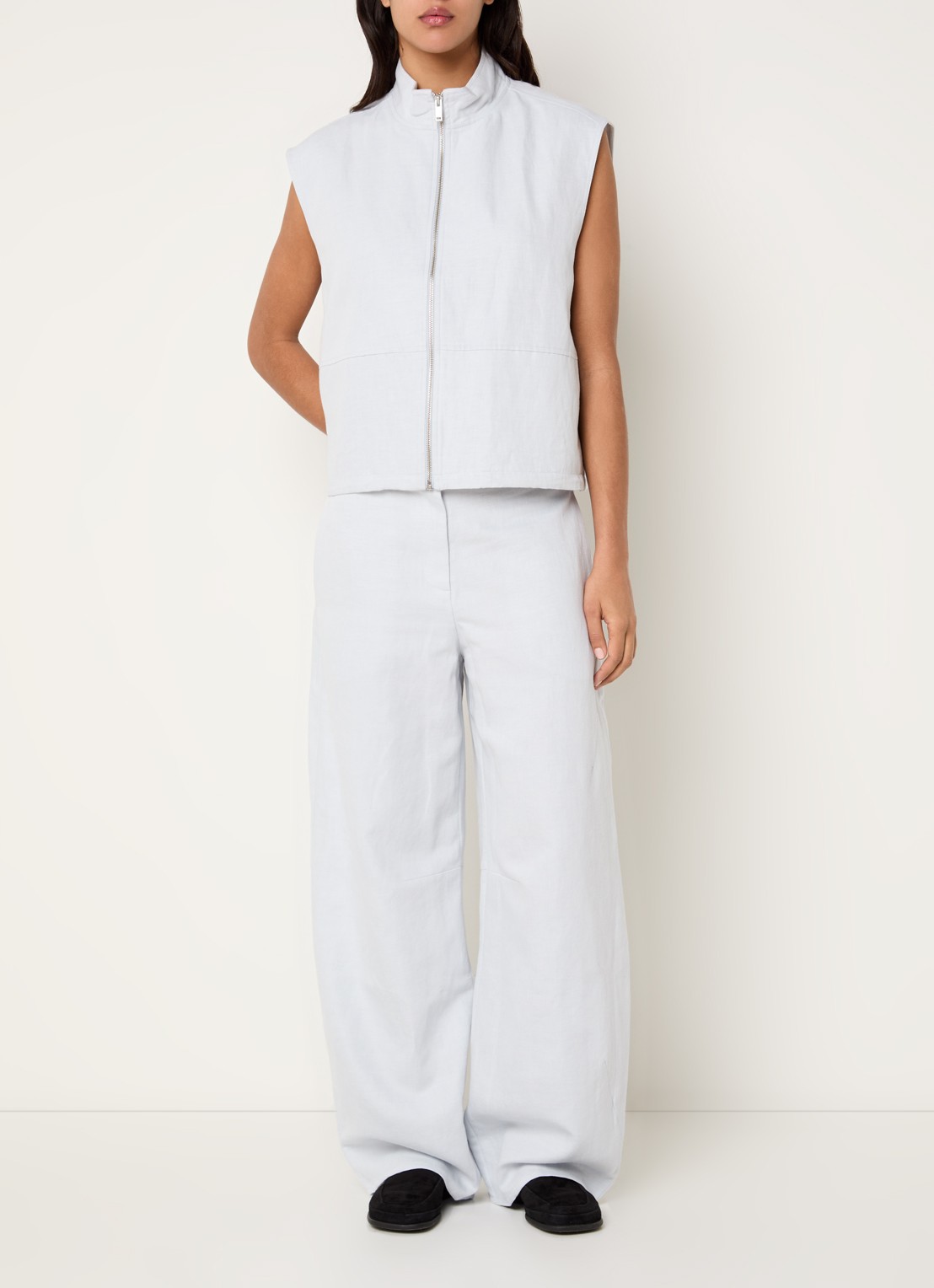SAMSØE SAMSØE Saroko high waist loose fit pantalon met steekzakken - voorkant 3 gebroken wit