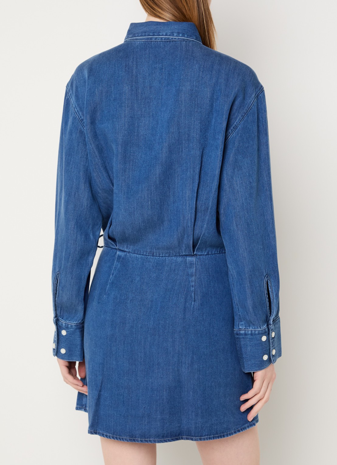 SAMSØE SAMSØE Sasky mini blousejurk van denim  - achterkant 3 blauw
