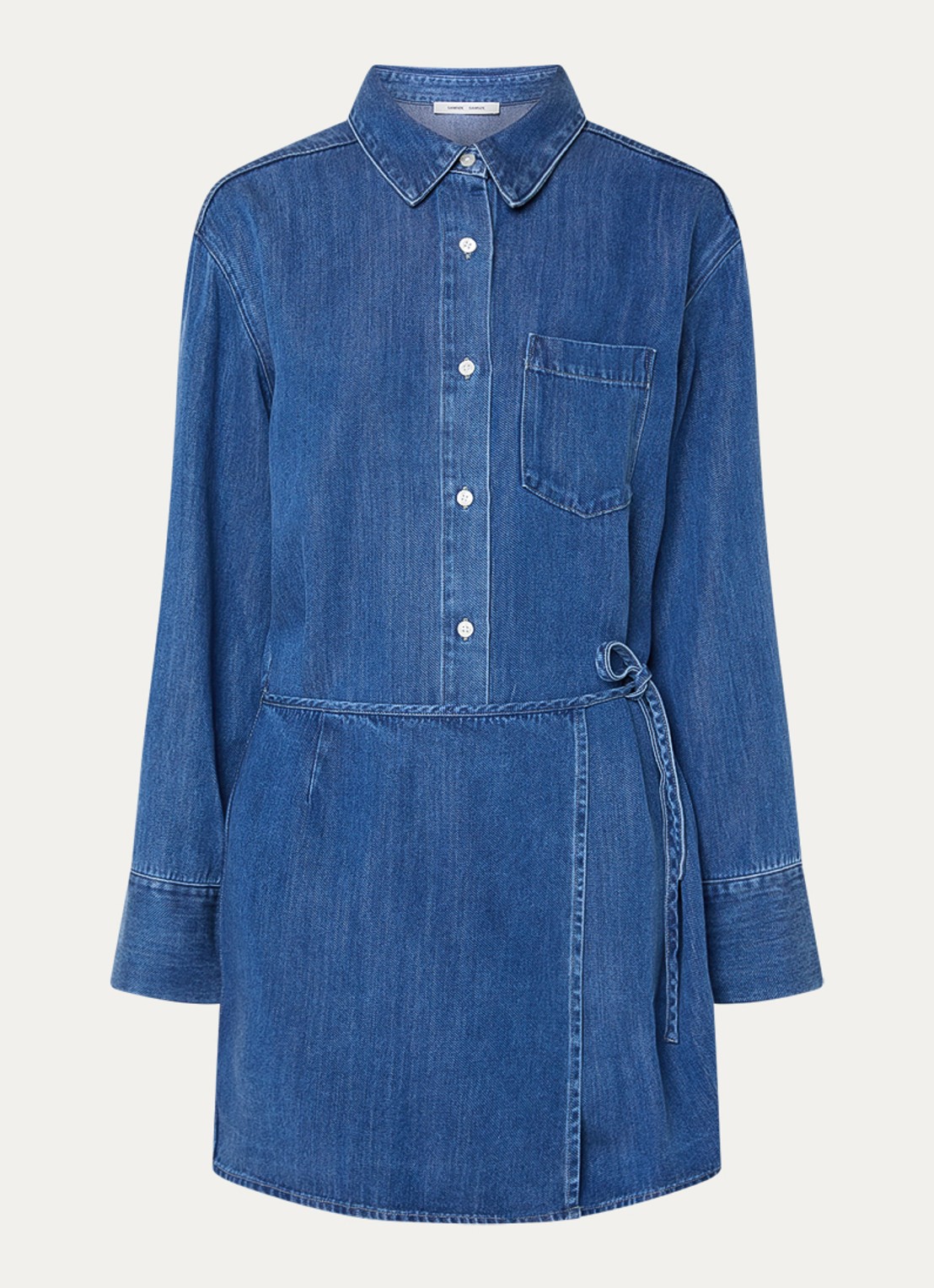 SAMSØE SAMSØE Sasky mini blousejurk van denim  - voorkant blauw