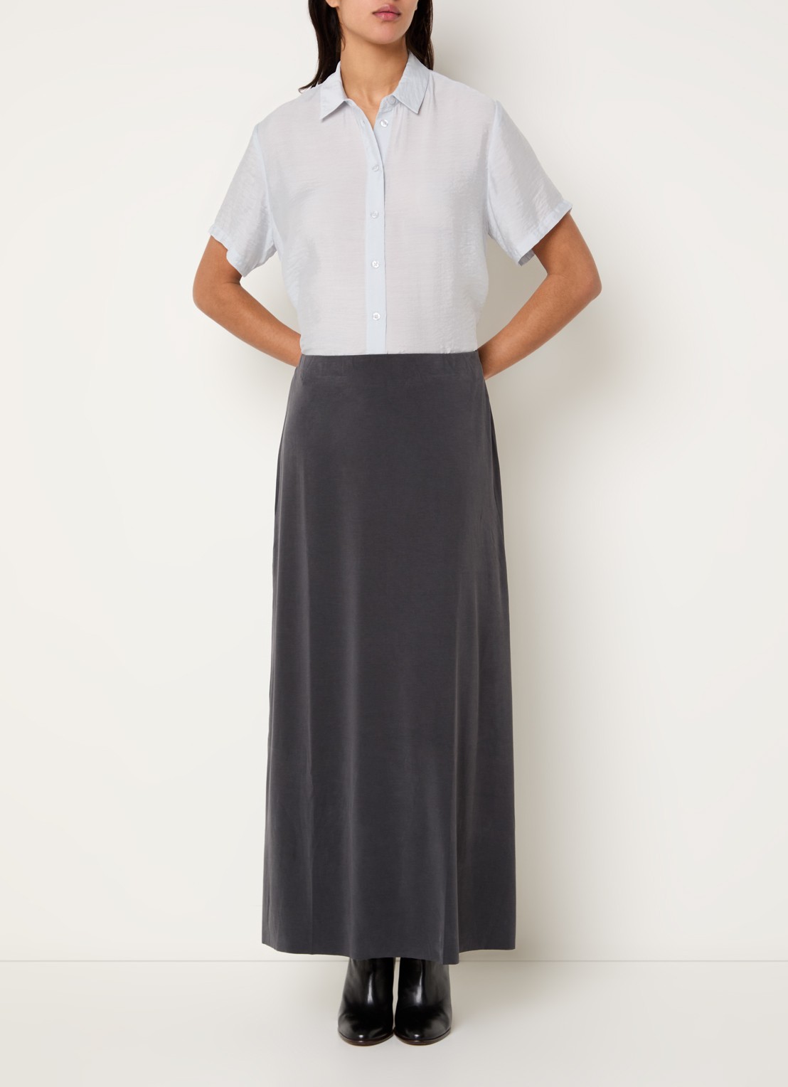 SAMSØE SAMSØE Sasusanna maxi rok van jersey - voorkant 2 zwart