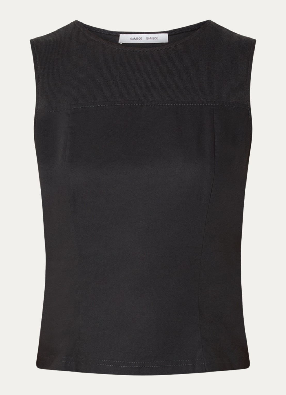 SAMSØE SAMSØE Sathea tanktop met ronde hals - voorkant 2 antraciet