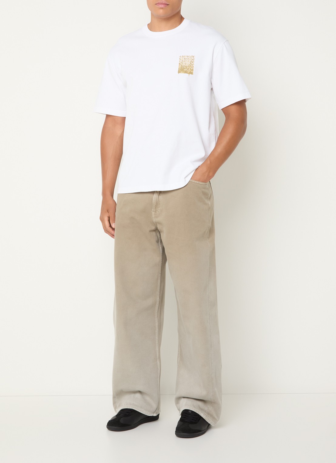 SAMSØE SAMSØE Satimothy wide leg jeans met gekleurde wassing - voorkant 4 beige