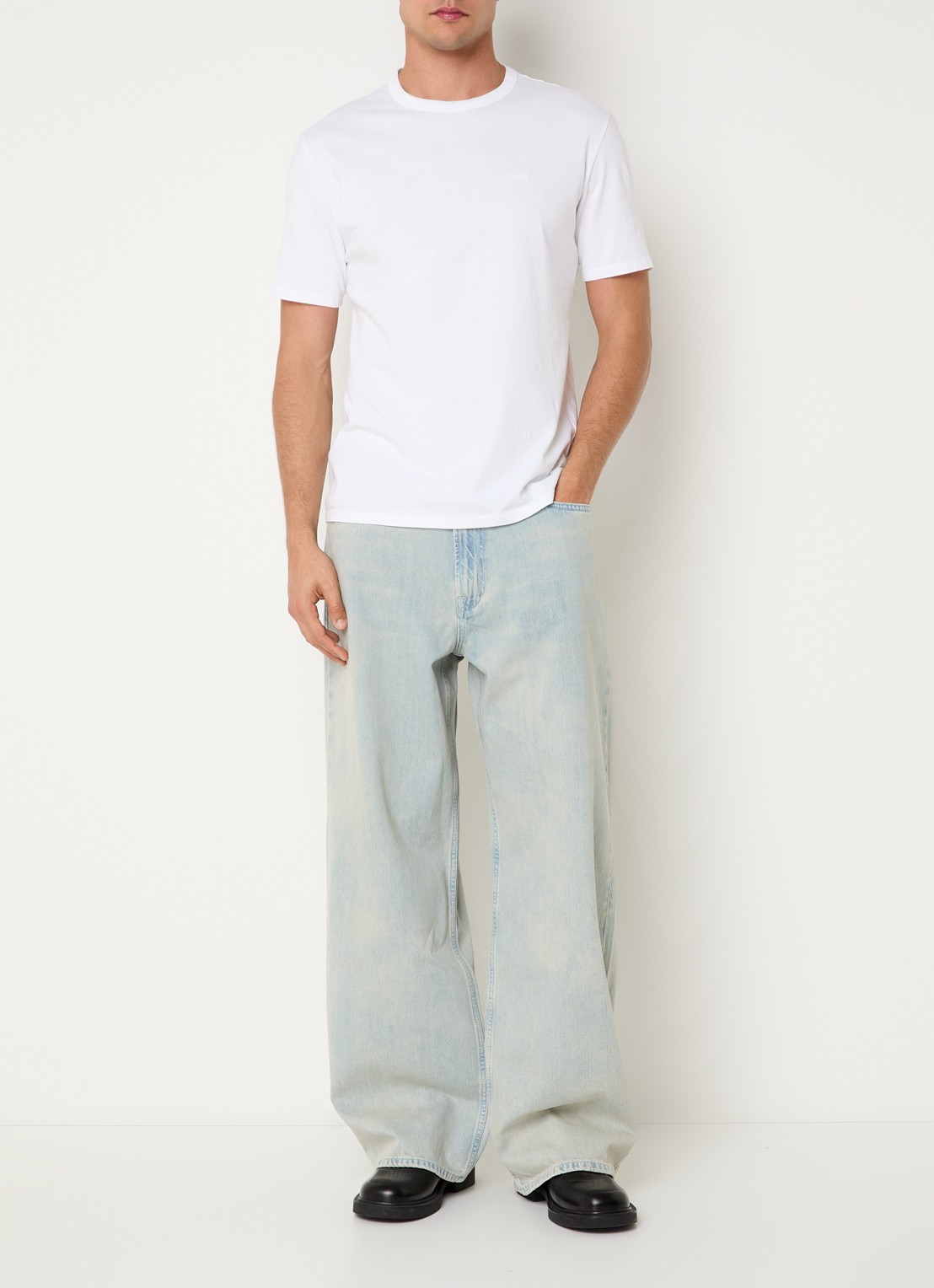 SAMSØE SAMSØE Satimothy wide leg jeans met lichte wassing - voorkant 2 indigo