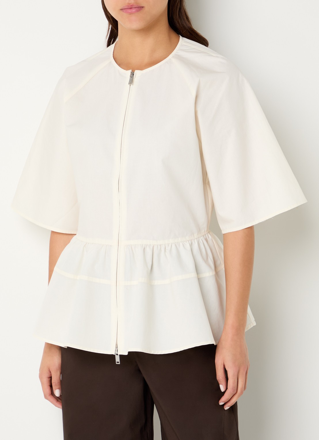 SAMSØE SAMSØE Satoman blouse in linnenblend - detail gebroken wit