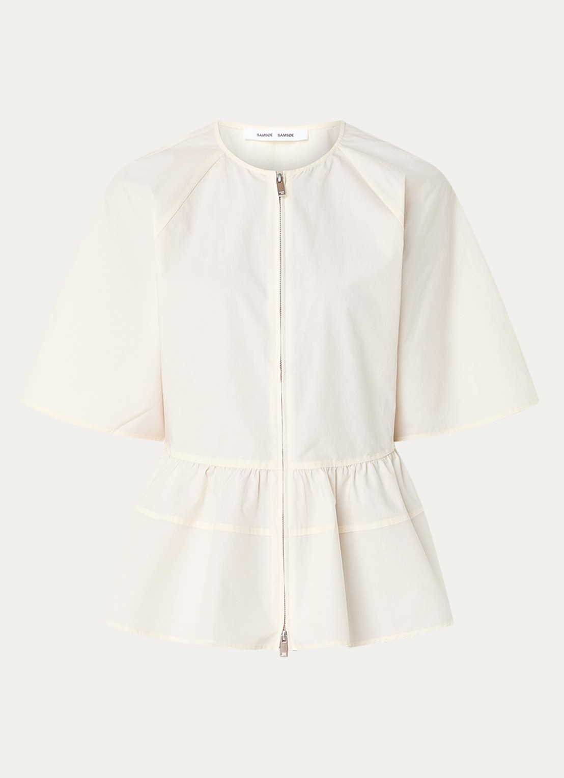 SAMSØE SAMSØE Satoman blouse in linnenblend - voorkant 3 gebroken wit
