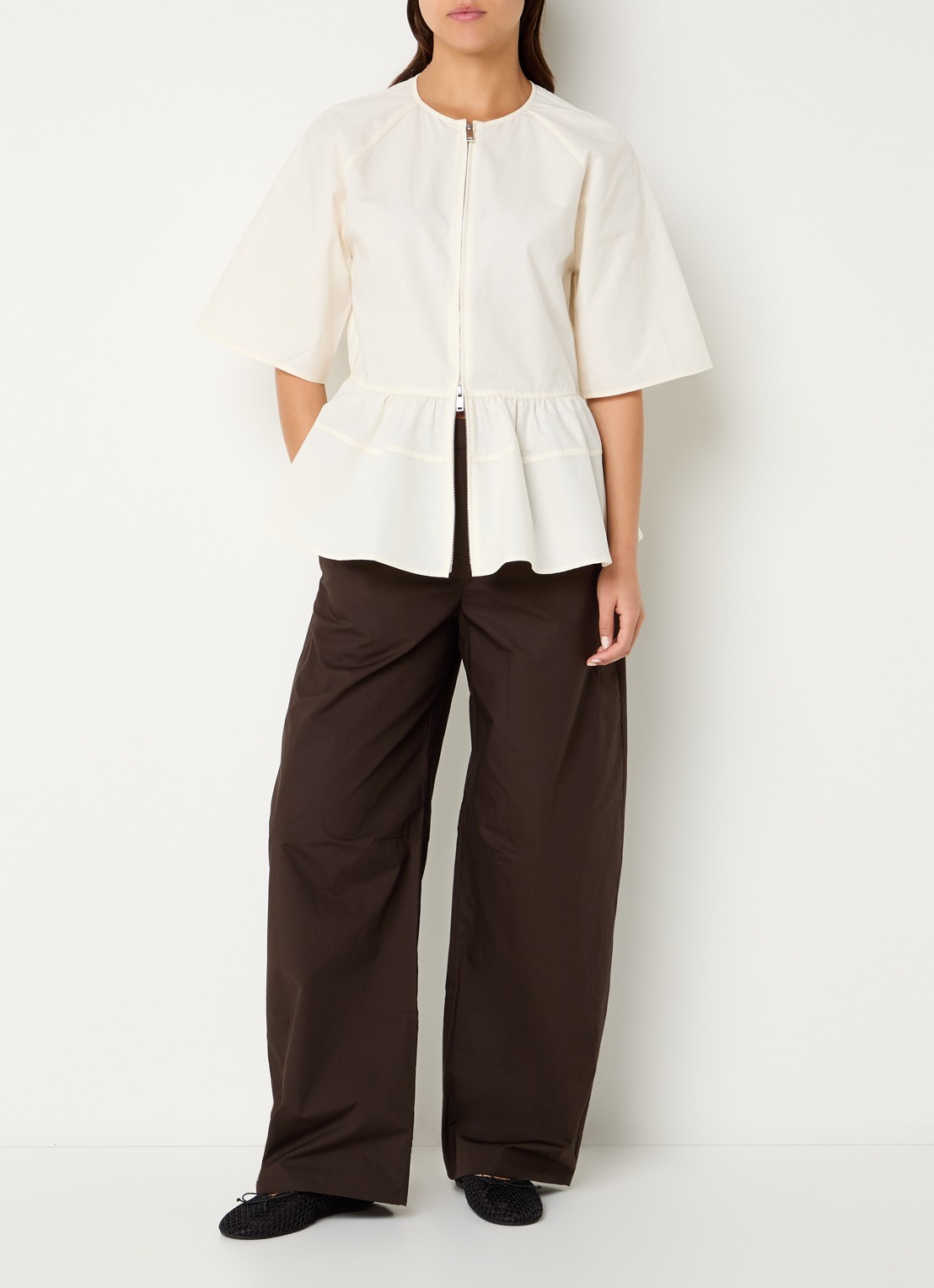 SAMSØE SAMSØE Satoman blouse in linnenblend - voorkant 4 gebroken wit
