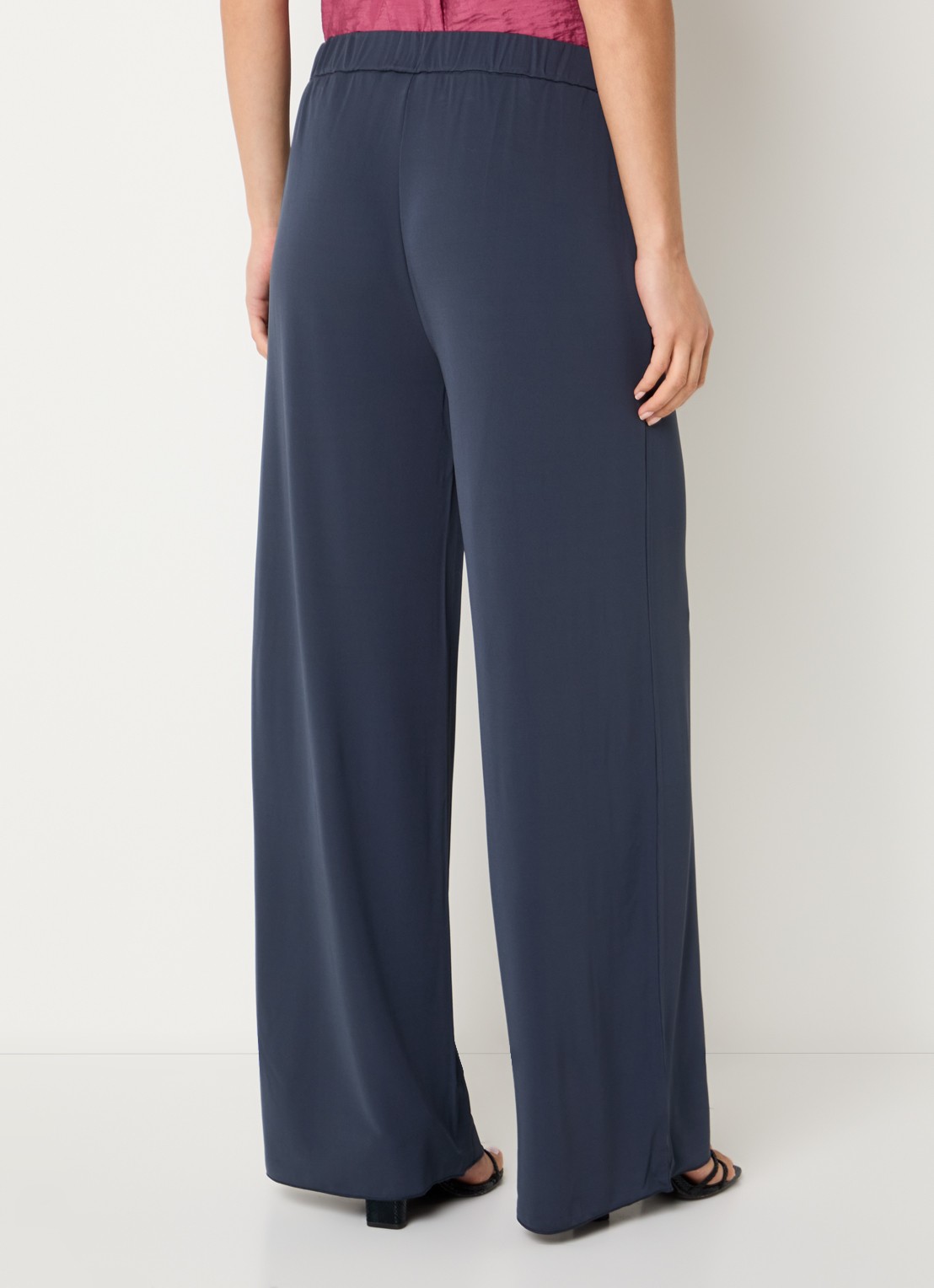 SAMSØE SAMSØE Saumi high waist loose fit broek met steekzakken - achterkant 4 donkerblauw