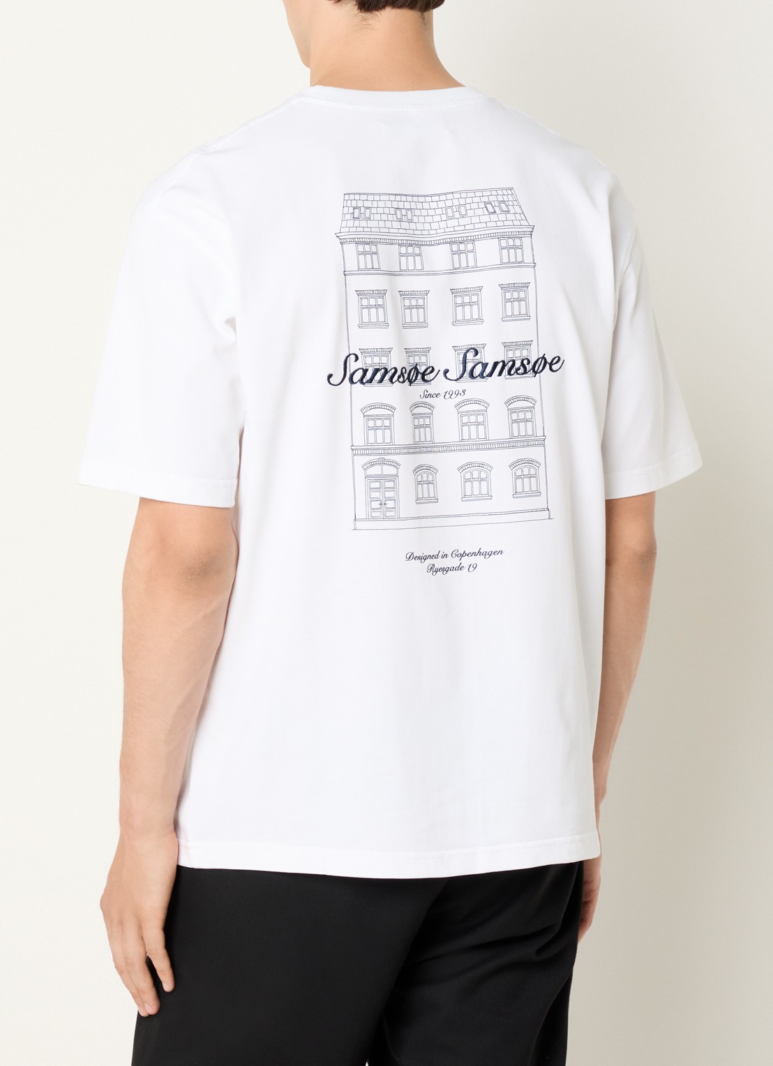 SAMSØE SAMSØE Sauni T-shirt met logo- en backprint - detail wit