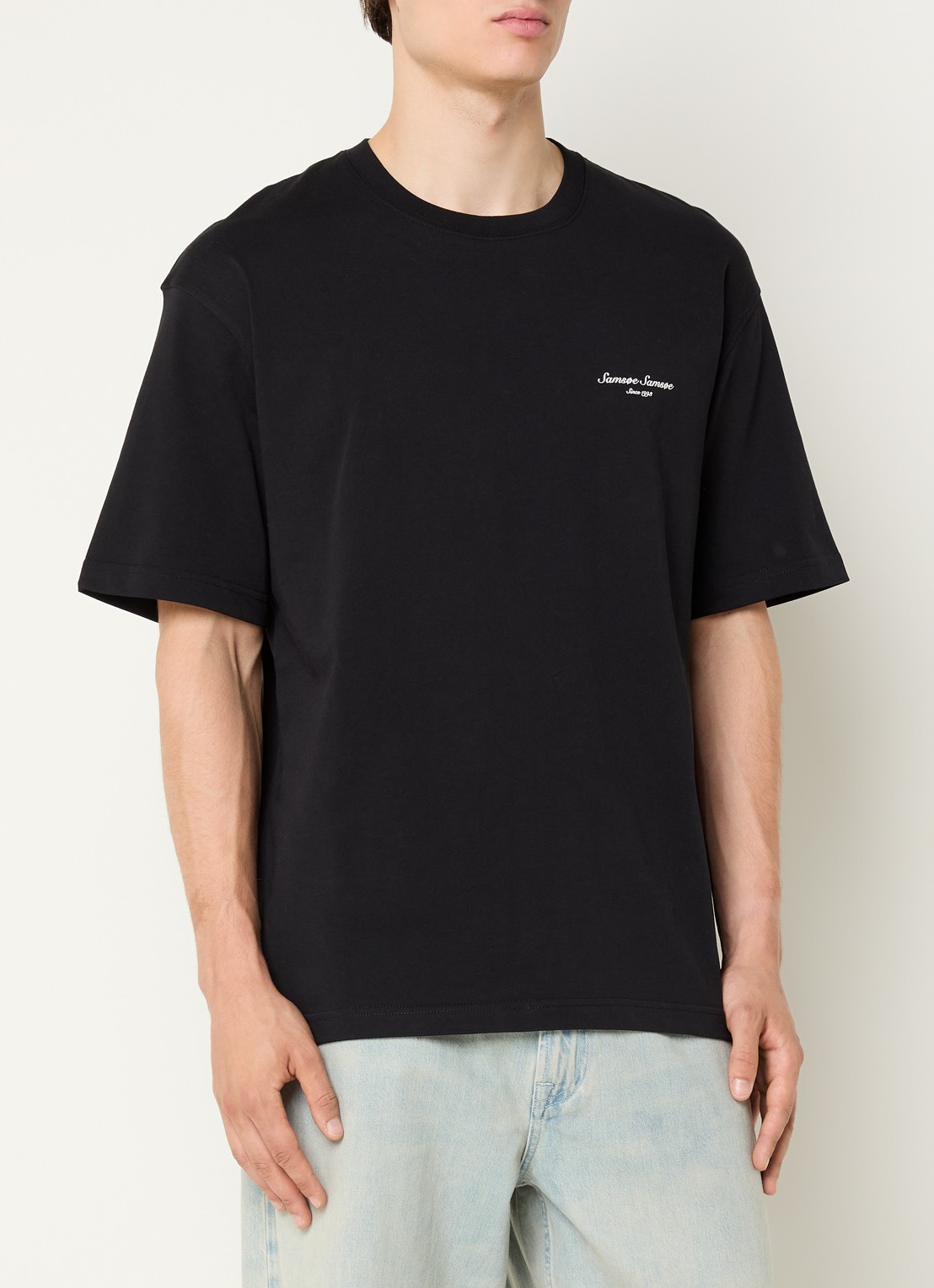 SAMSØE SAMSØE Sauni T-shirt met logo- en backprint - achterkant zwart