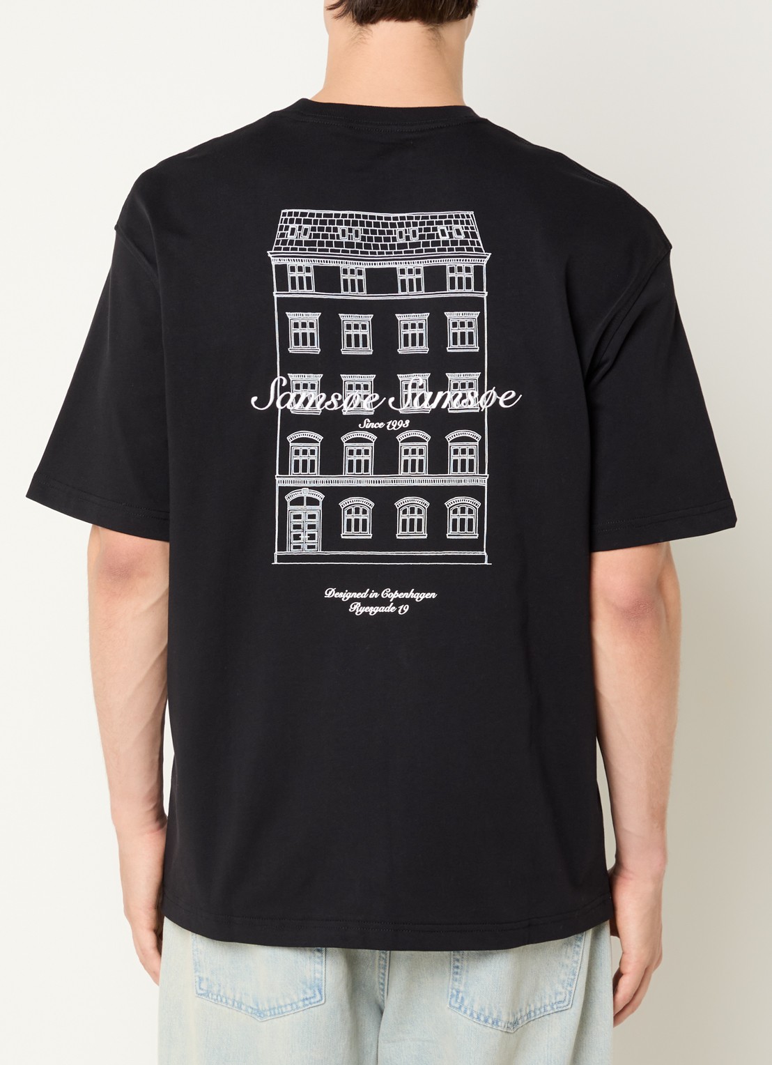 SAMSØE SAMSØE Sauni T-shirt met logo- en backprint - detail 4 zwart