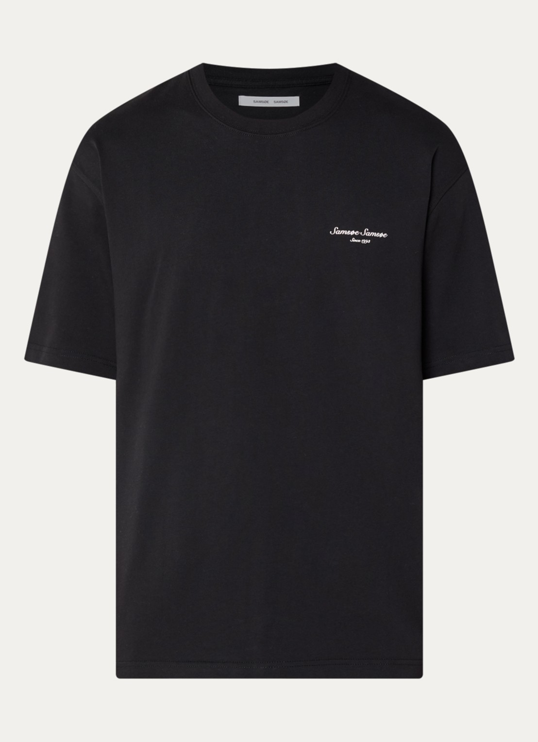 SAMSØE SAMSØE Sauni T-shirt met logo- en backprint - voorkant 2 zwart