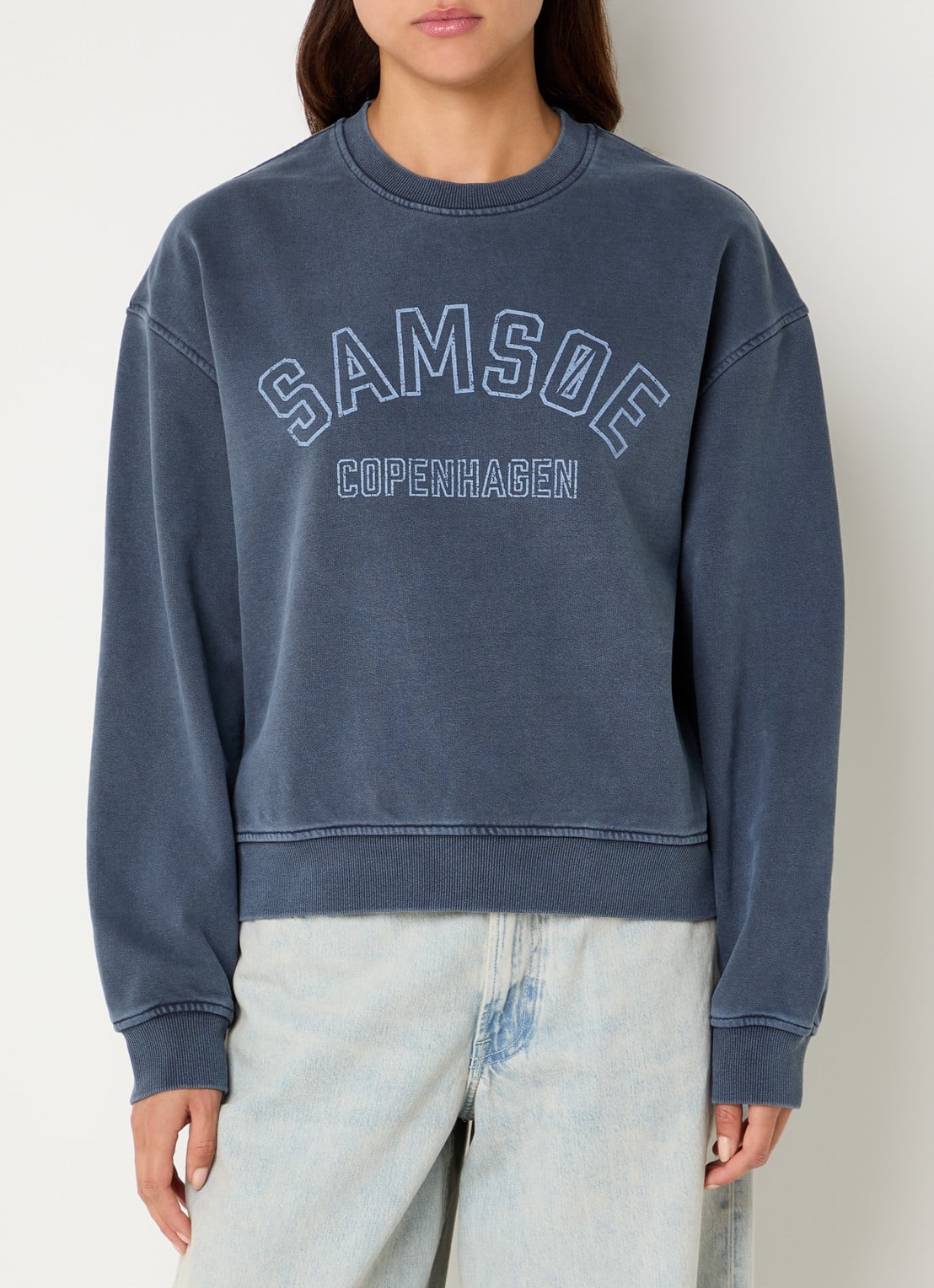 SAMSØE SAMSØE Savan sweater met logoprint - detail 4 indigo