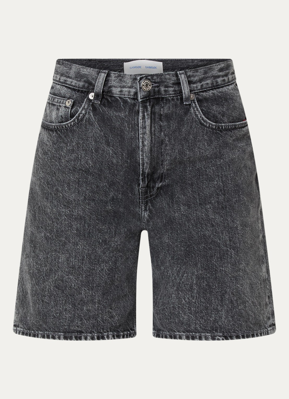 SAMSØE SAMSØE Shelly high waist wide fit korte broek van denim - voorkant 2 donkergrijs
