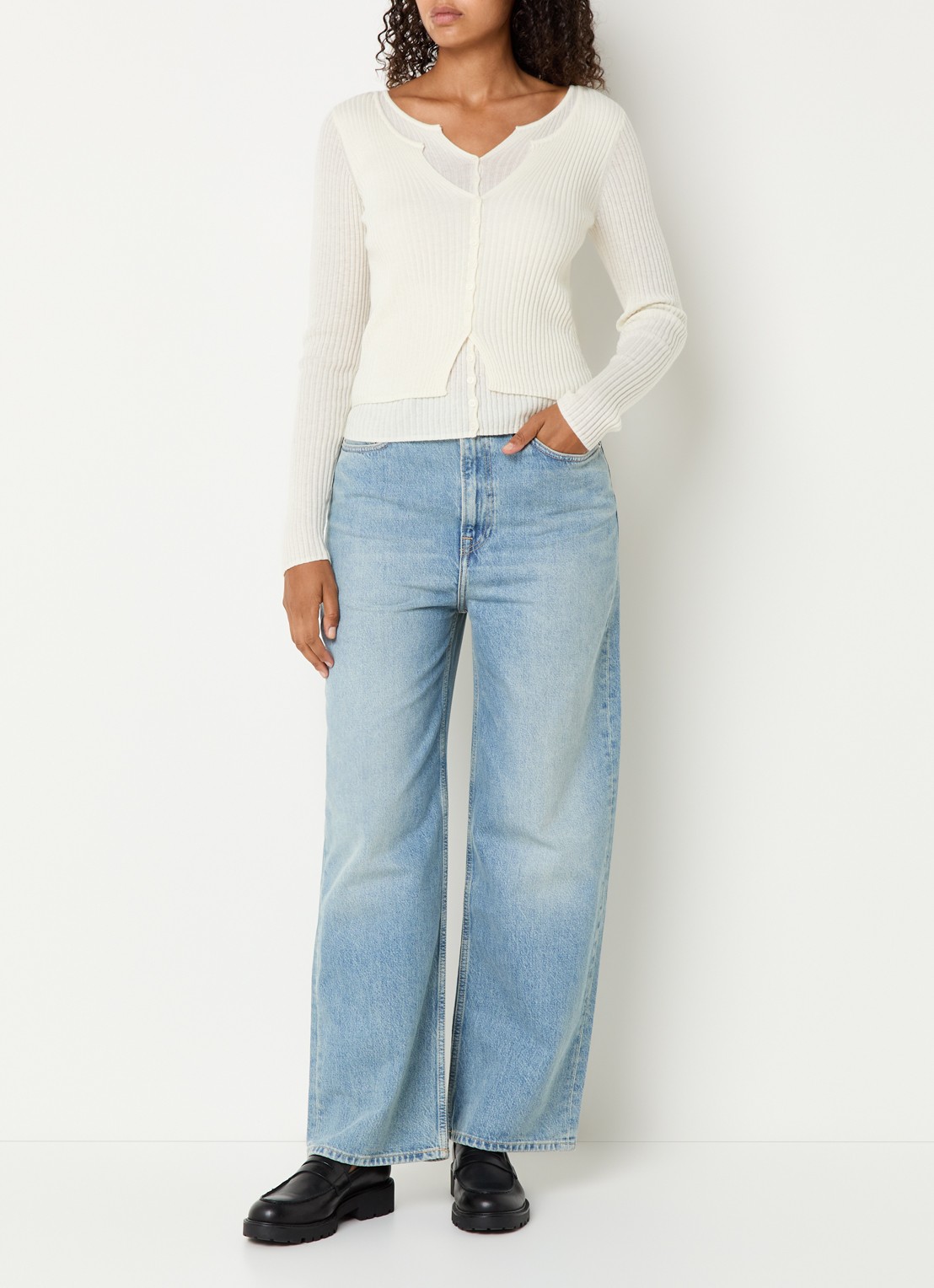 SAMSØE SAMSØE Shelly high waist wide leg jeans met steekzakken - voorkant 5 jeans