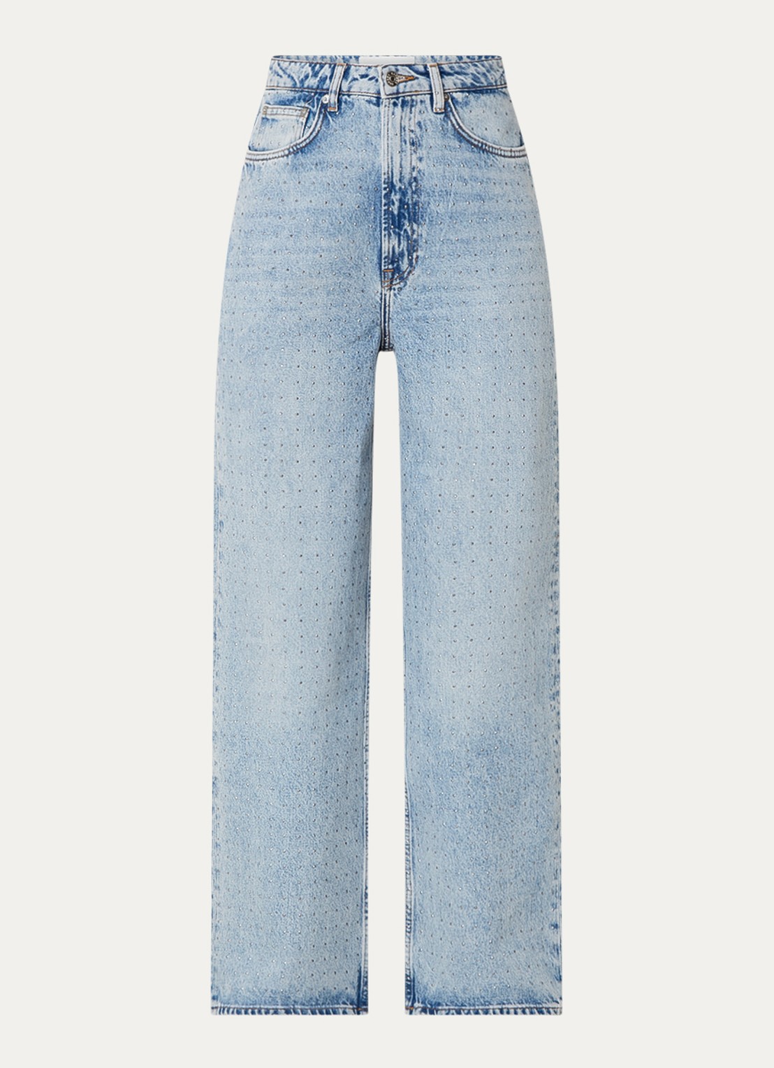 SAMSØE SAMSØE Shelly high waist wide leg jeans met studs - voorkant indigo