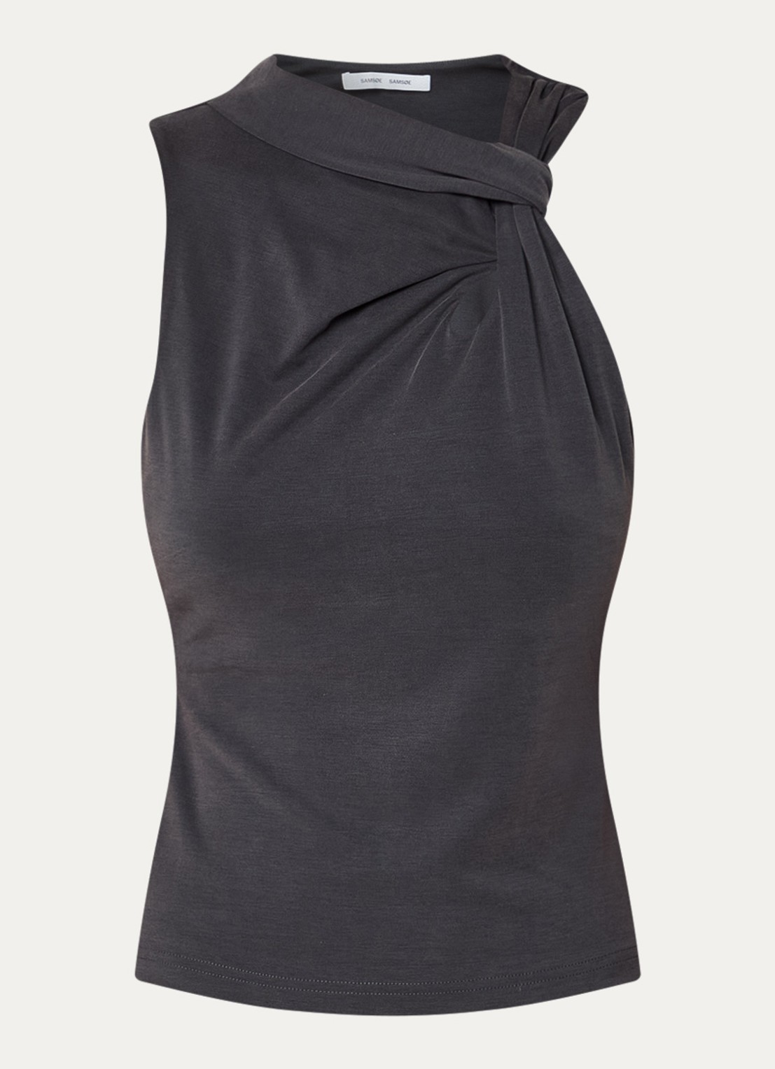 SAMSØE SAMSØE Susy tanktop met geknoopt detail - voorkant 2 antraciet