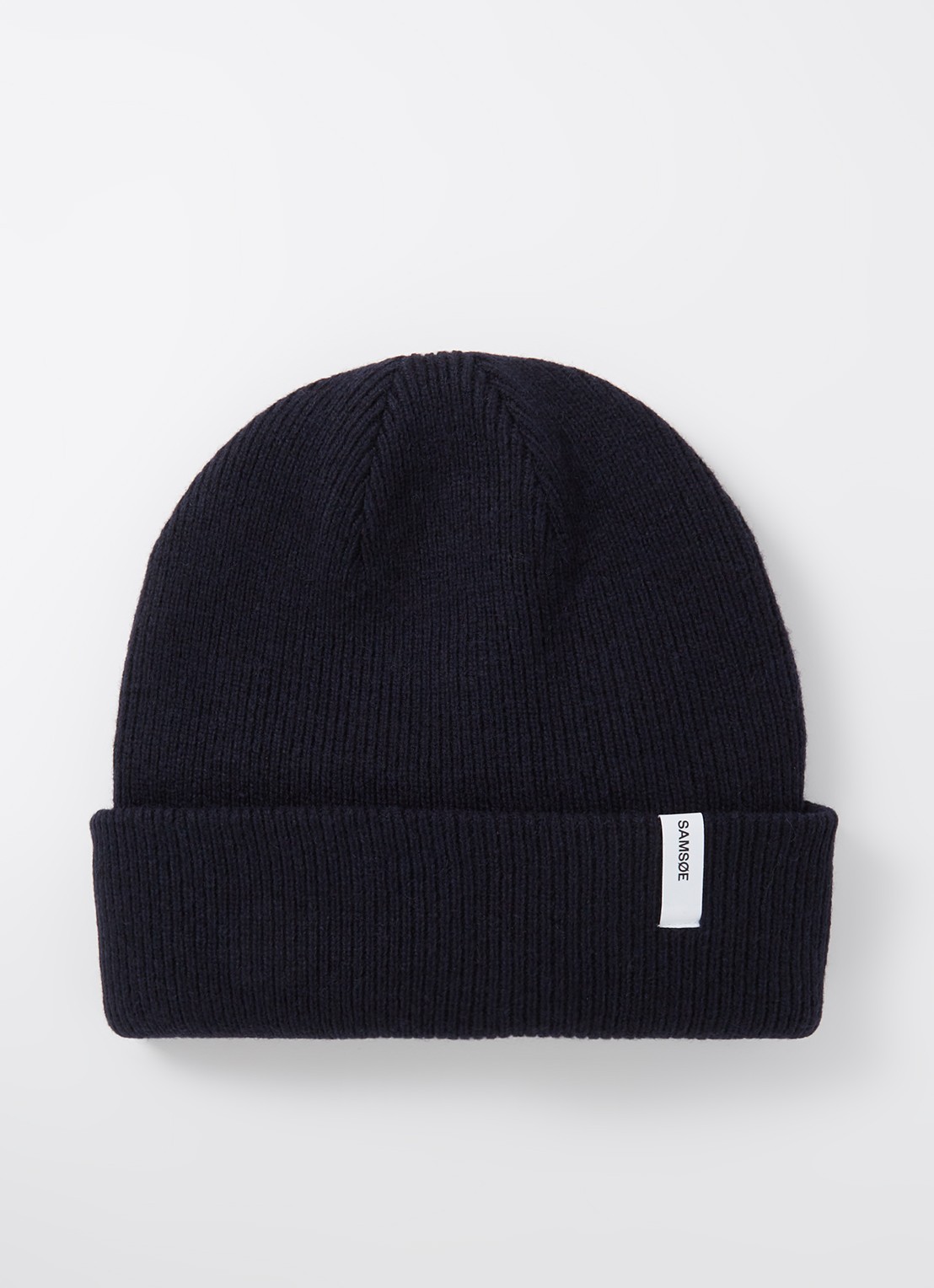 SAMSØE SAMSØE The Beanie fijngebreide muts in wolblend - voorkant indigo