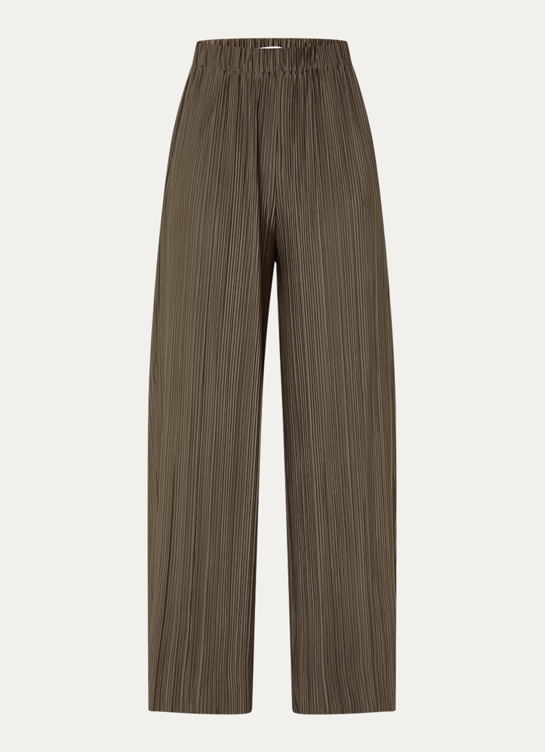 SAMSØE SAMSØE Uma high waist loose fit pantalon met ribstructuur - voorkant 3 bruin