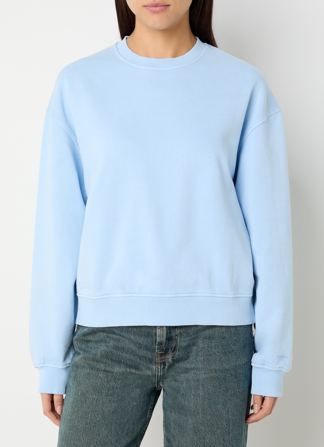 SAMSØE SAMSØE Van sweater met ronde hals - detail 4 lichtblauw