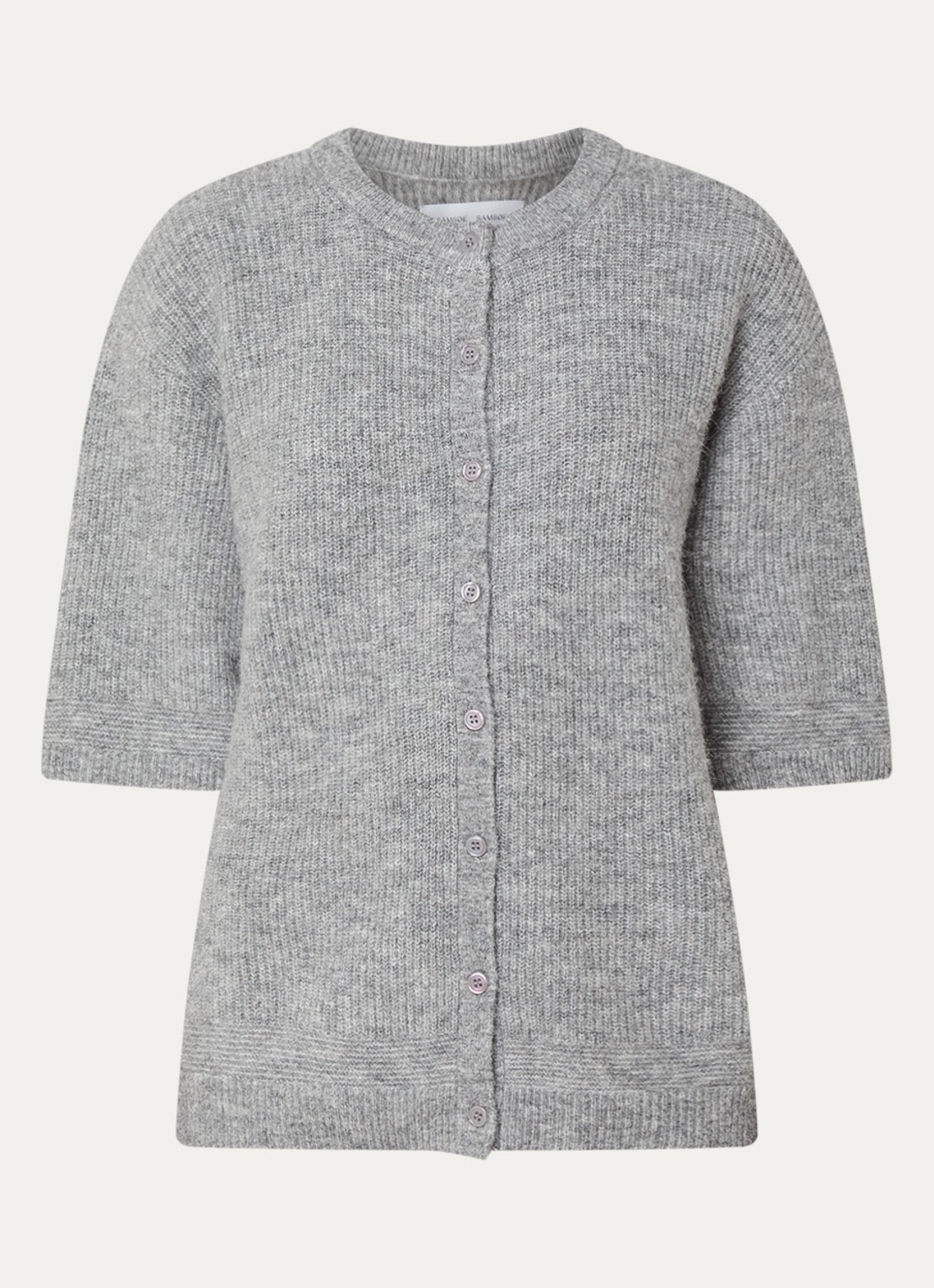 SAMSØE SAMSØE Anoura grofgebreid vest in alpaca wolblend - voorkant 3 grijsmele