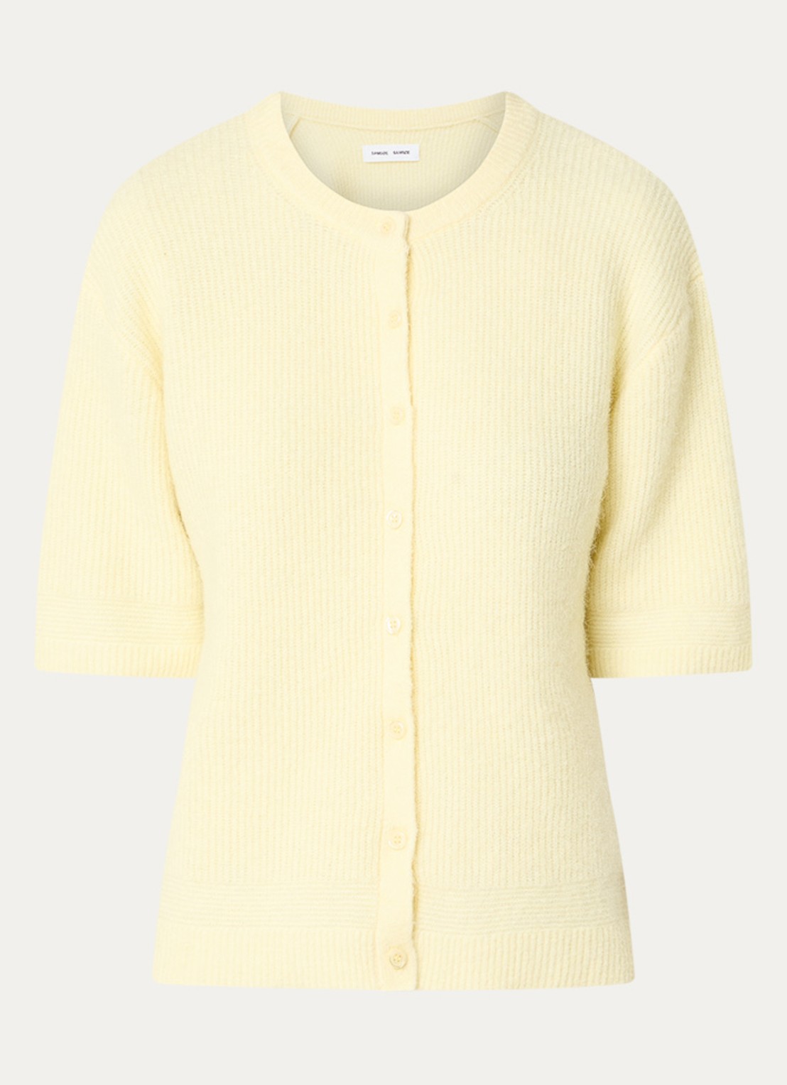 SAMSØE SAMSØE Anoura grofgebreid vest in alpaca wolblend - voorkant 2 lichtgeel
