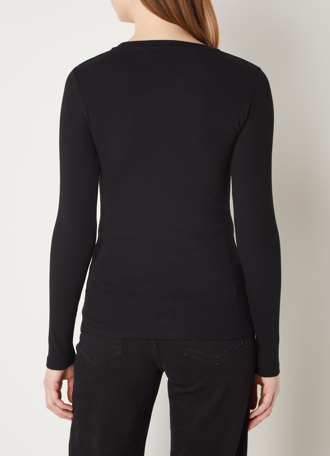 SAMSØE SAMSØE Basic longsleeve van  katoen - achterkant 4 zwart