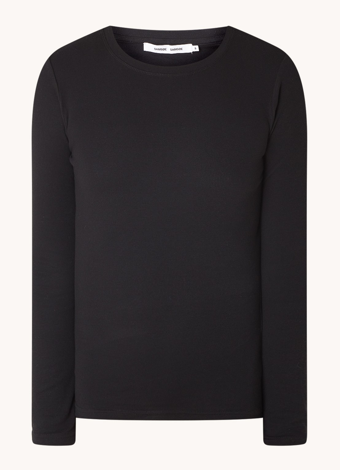 SAMSØE SAMSØE Basic longsleeve van  katoen - voorkant 2 zwart