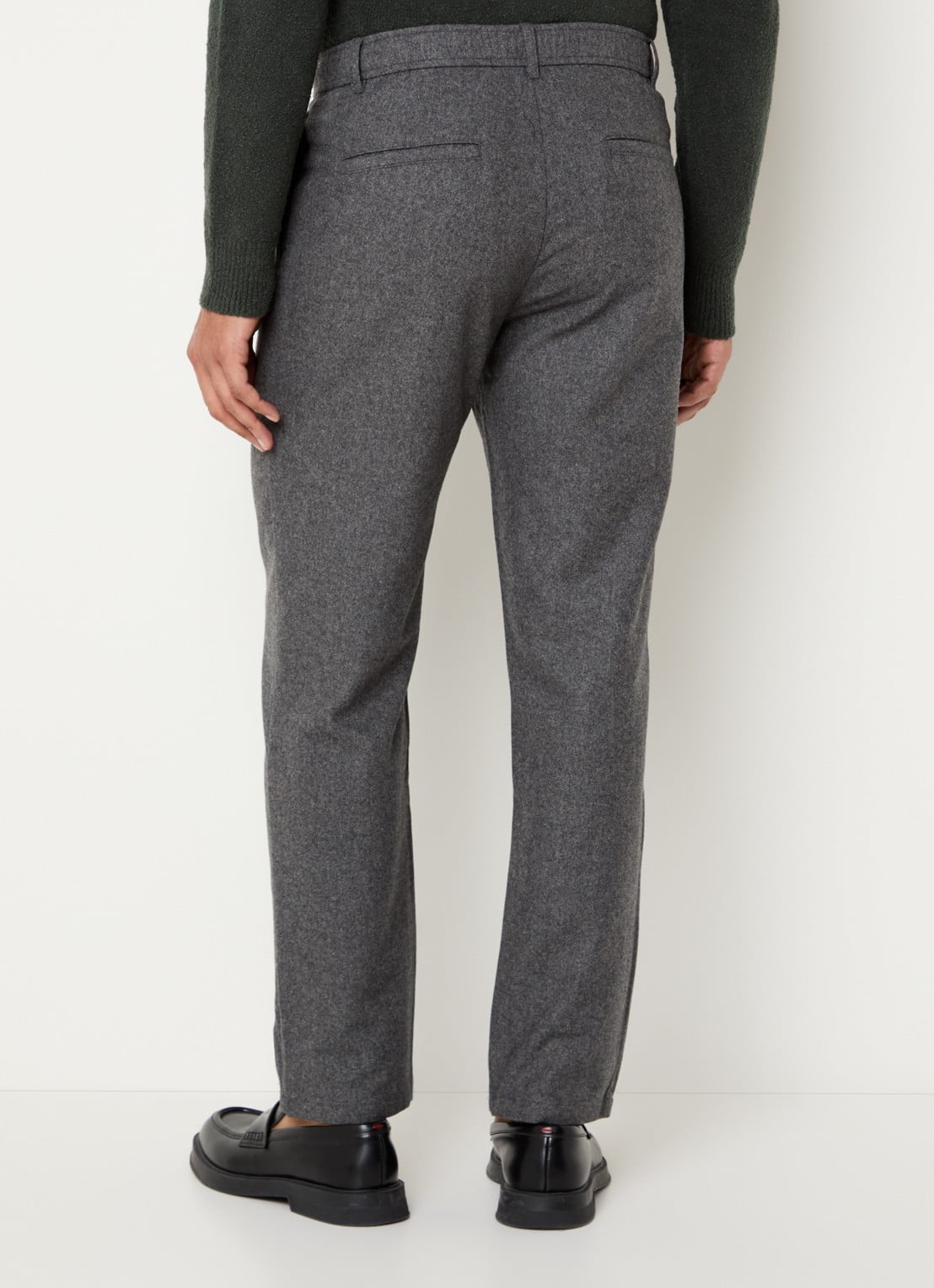 SAMSØE SAMSØE Bertil slim fit pantalon in wolblend - achterkant 3 grijsmele