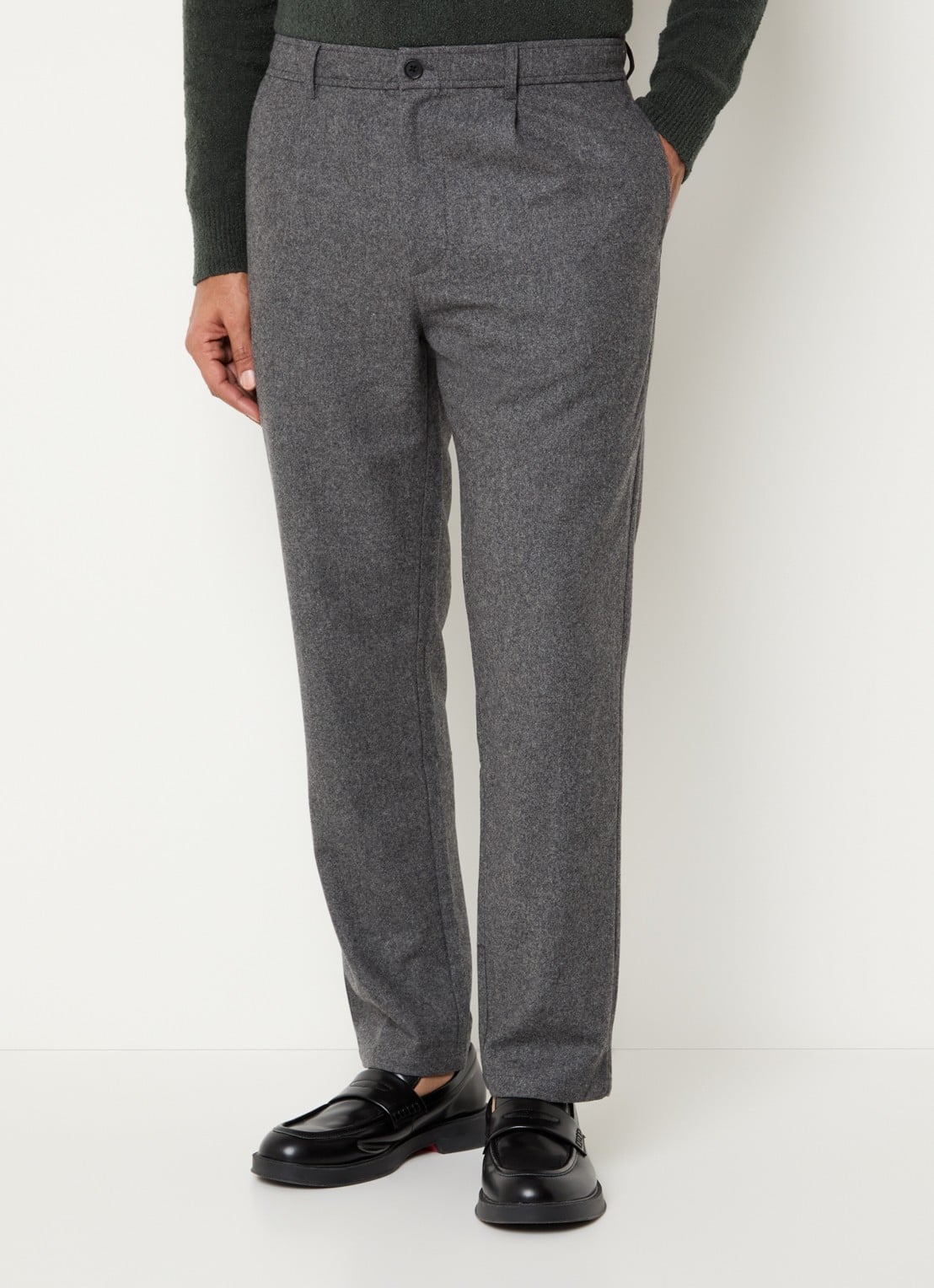 SAMSØE SAMSØE Bertil slim fit pantalon in wolblend - detail 4 grijsmele