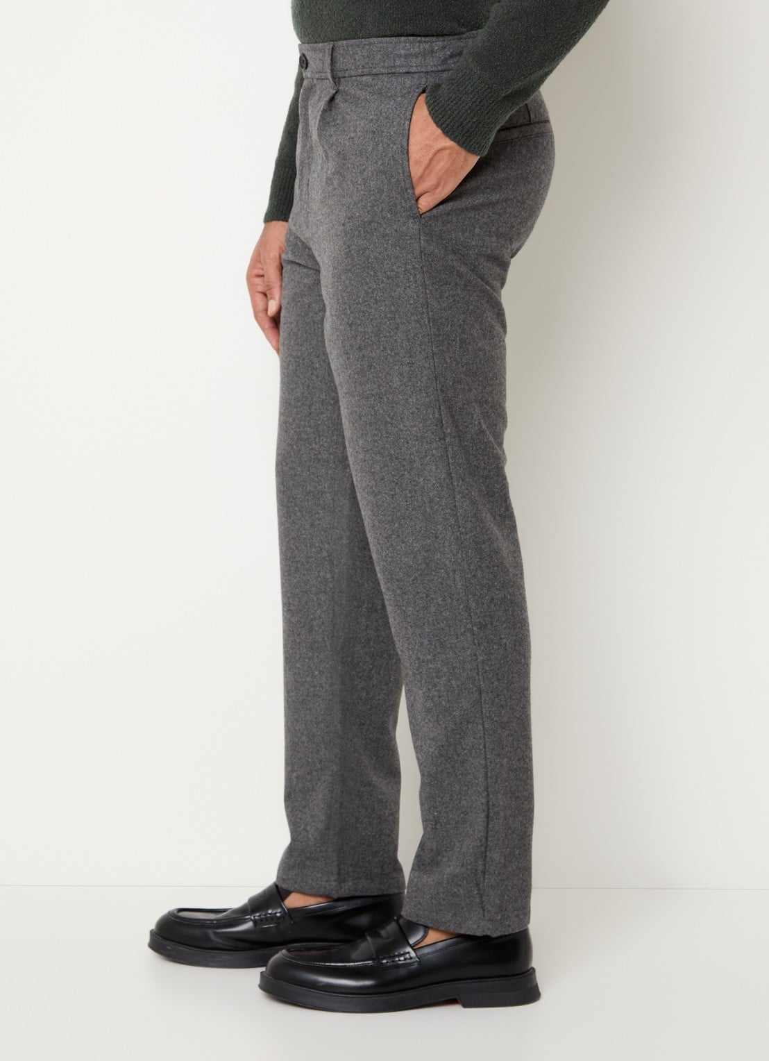 SAMSØE SAMSØE Bertil slim fit pantalon in wolblend - detail 5 grijsmele