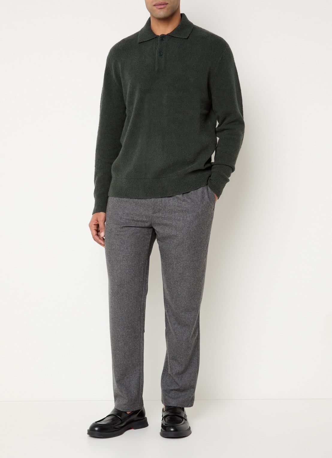 SAMSØE SAMSØE Bertil slim fit pantalon in wolblend - voorkant 2 grijsmele