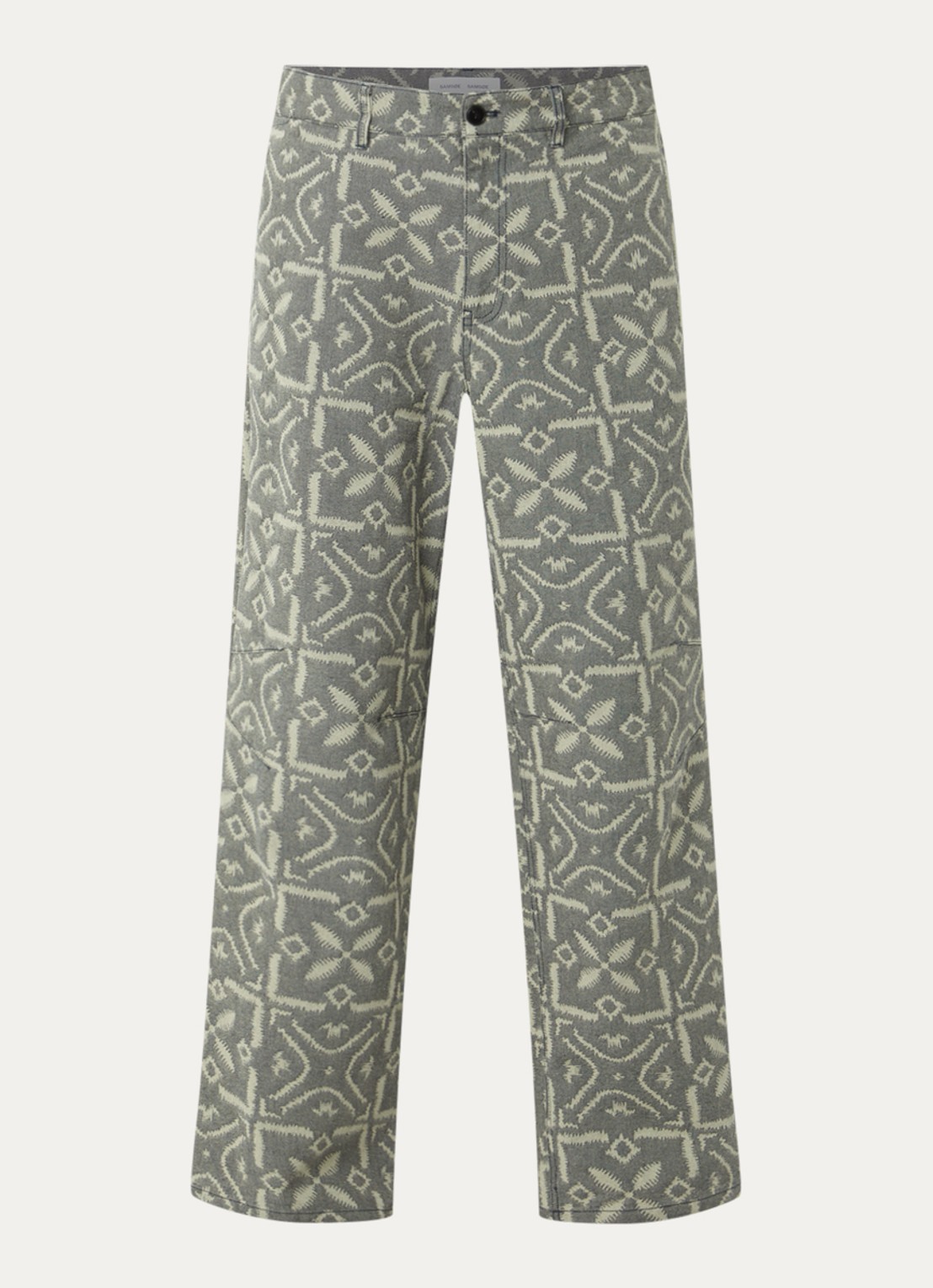 SAMSØE SAMSØE Bruce wide fit chino met print - voorkant 2 olijfgroen