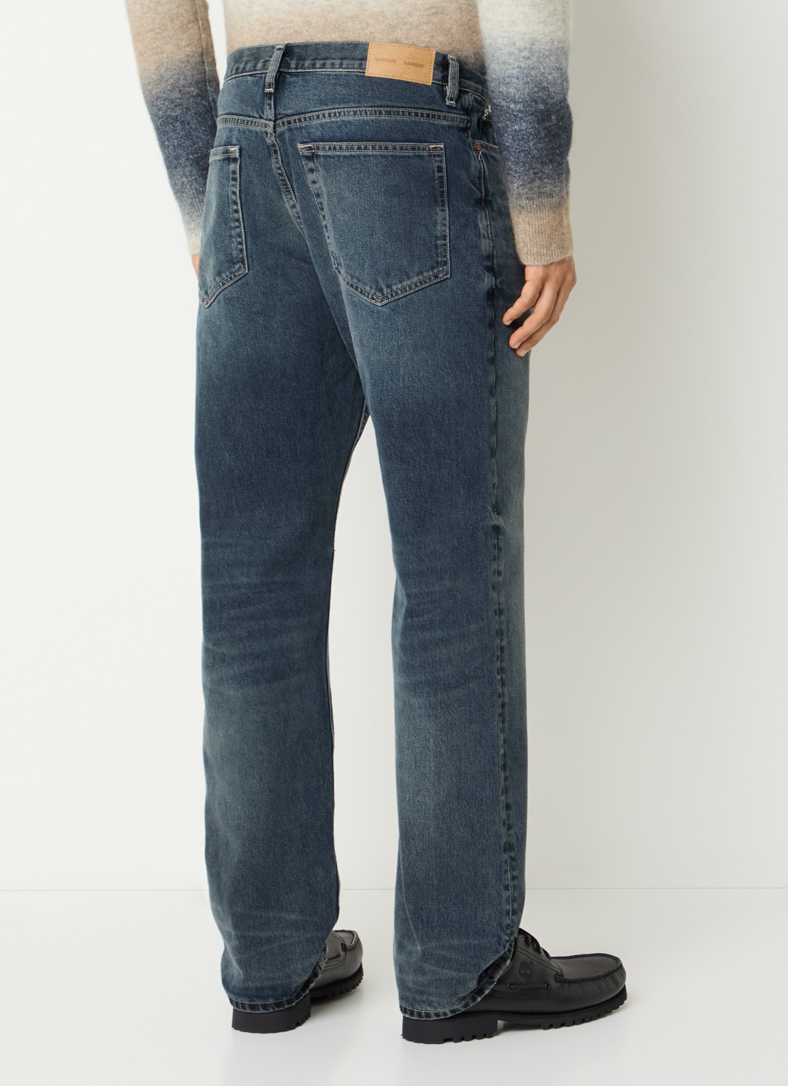 SAMSØE SAMSØE Cable straight fit jeans met medium wassing - achterkant 3 indigo
