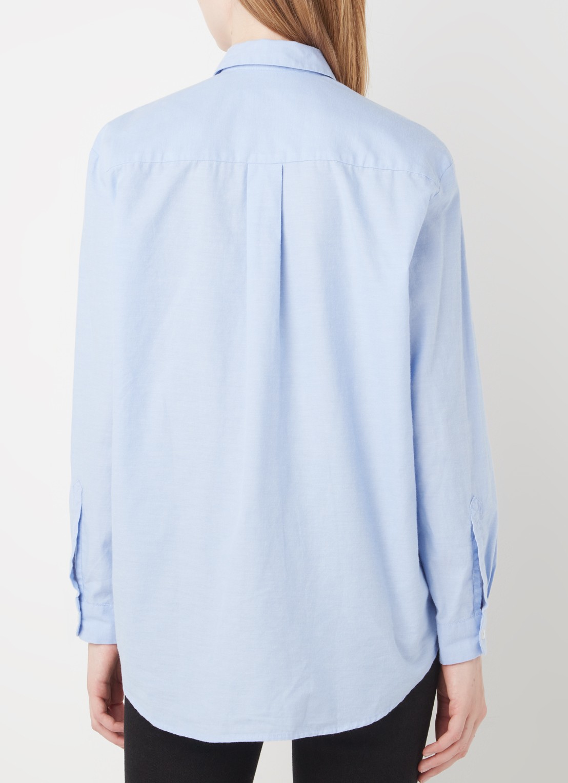 SAMSØE SAMSØE Caico blouse met blinde knoopsluiting - achterkant 2 lichtblauw