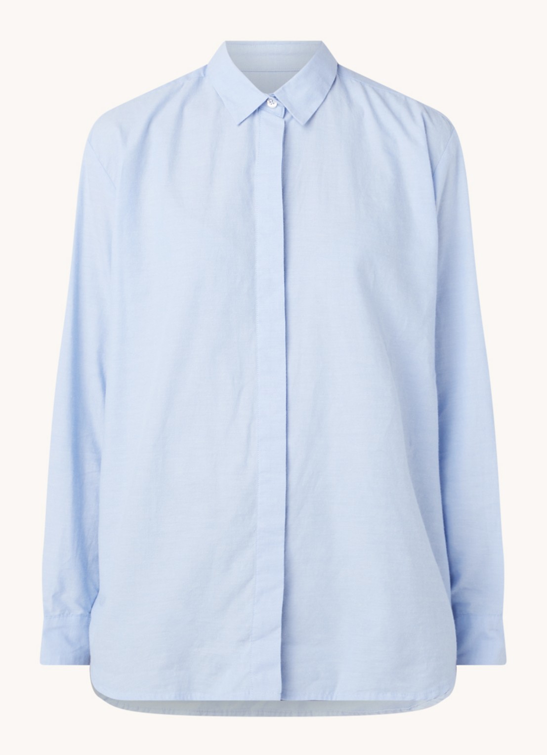 SAMSØE SAMSØE Caico blouse met blinde knoopsluiting - voorkant 3 lichtblauw
