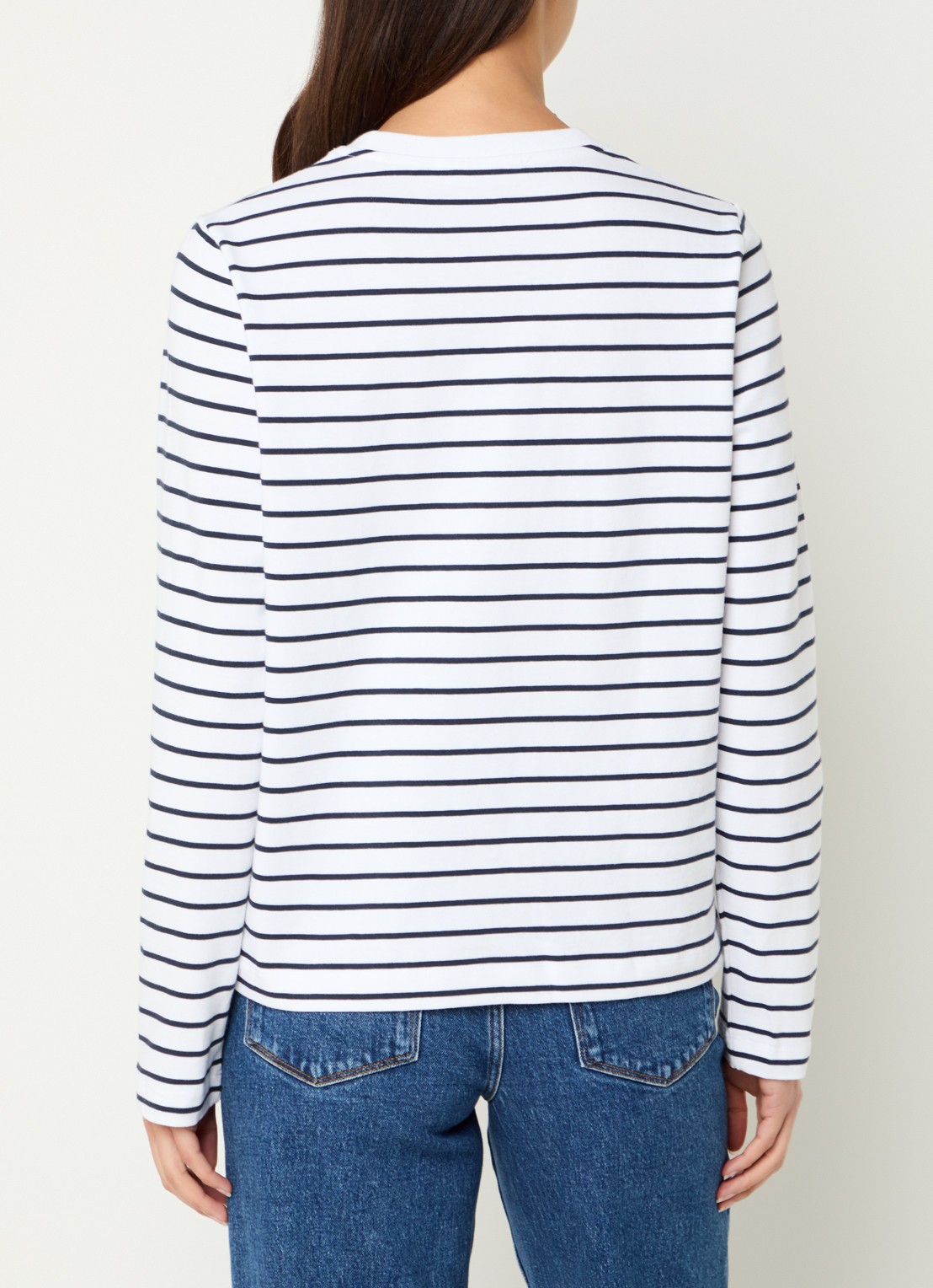 SAMSØE SAMSØE Camino longsleeve met streepprint - achterkant 4 donkerblauw