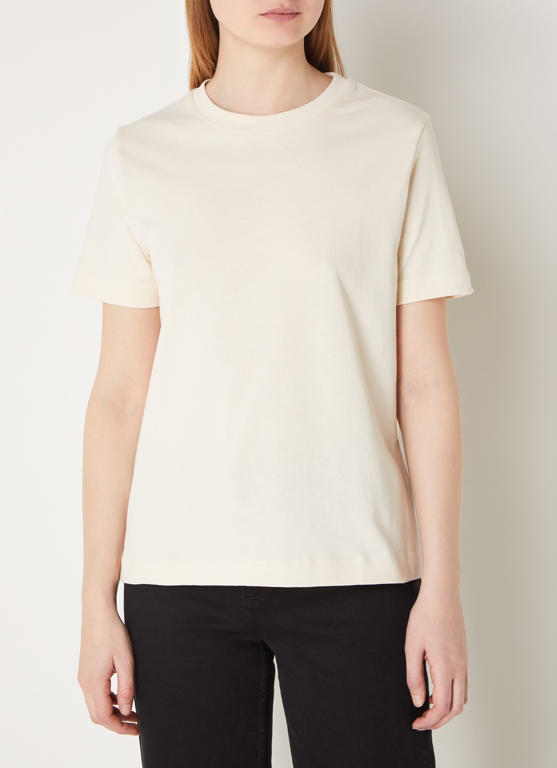 SAMSØE SAMSØE Camino T-shirt van  katoen met stretch - detail 2 creme