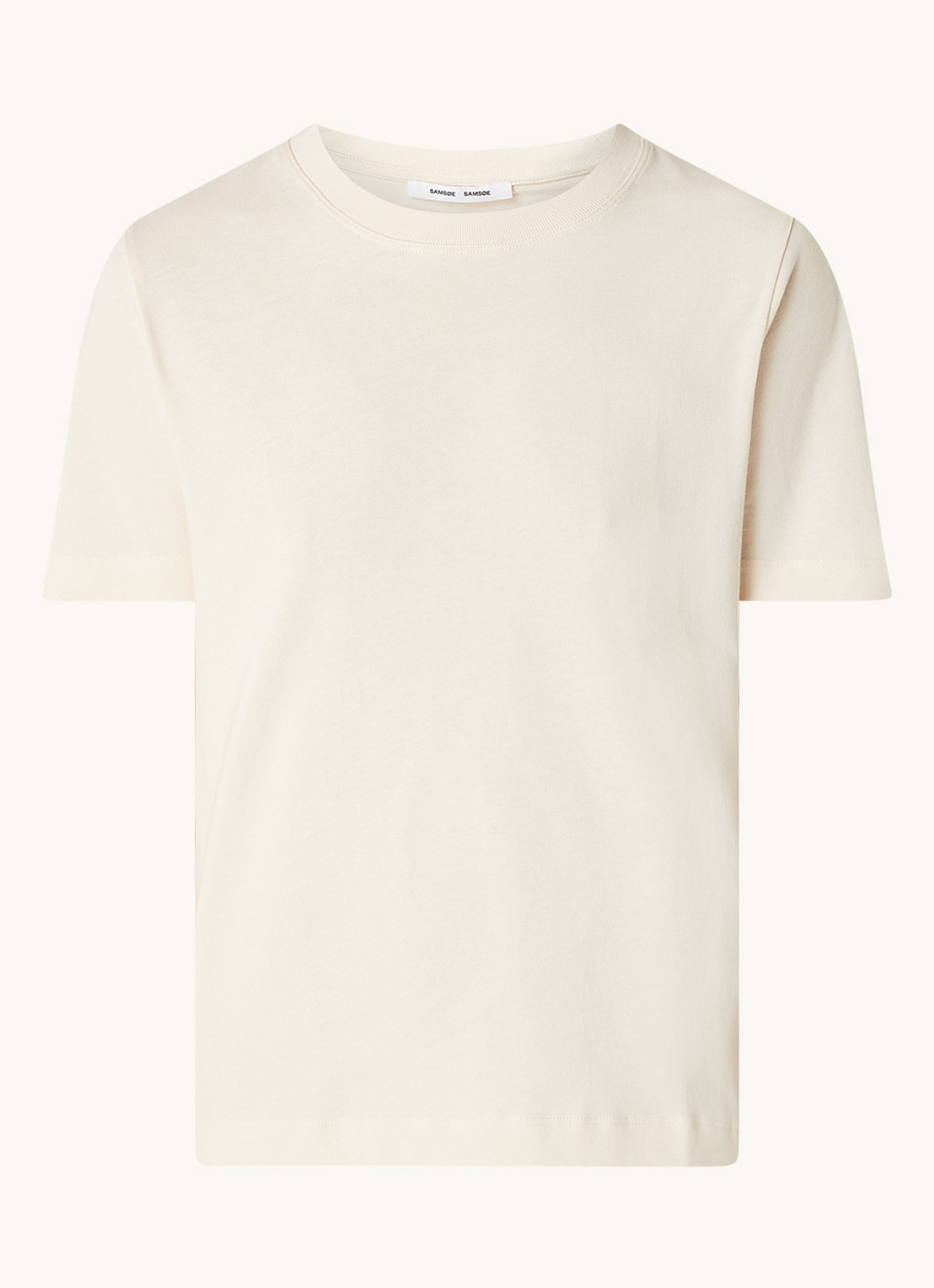 SAMSØE SAMSØE Camino T-shirt van  katoen met stretch - voorkant 3 creme
