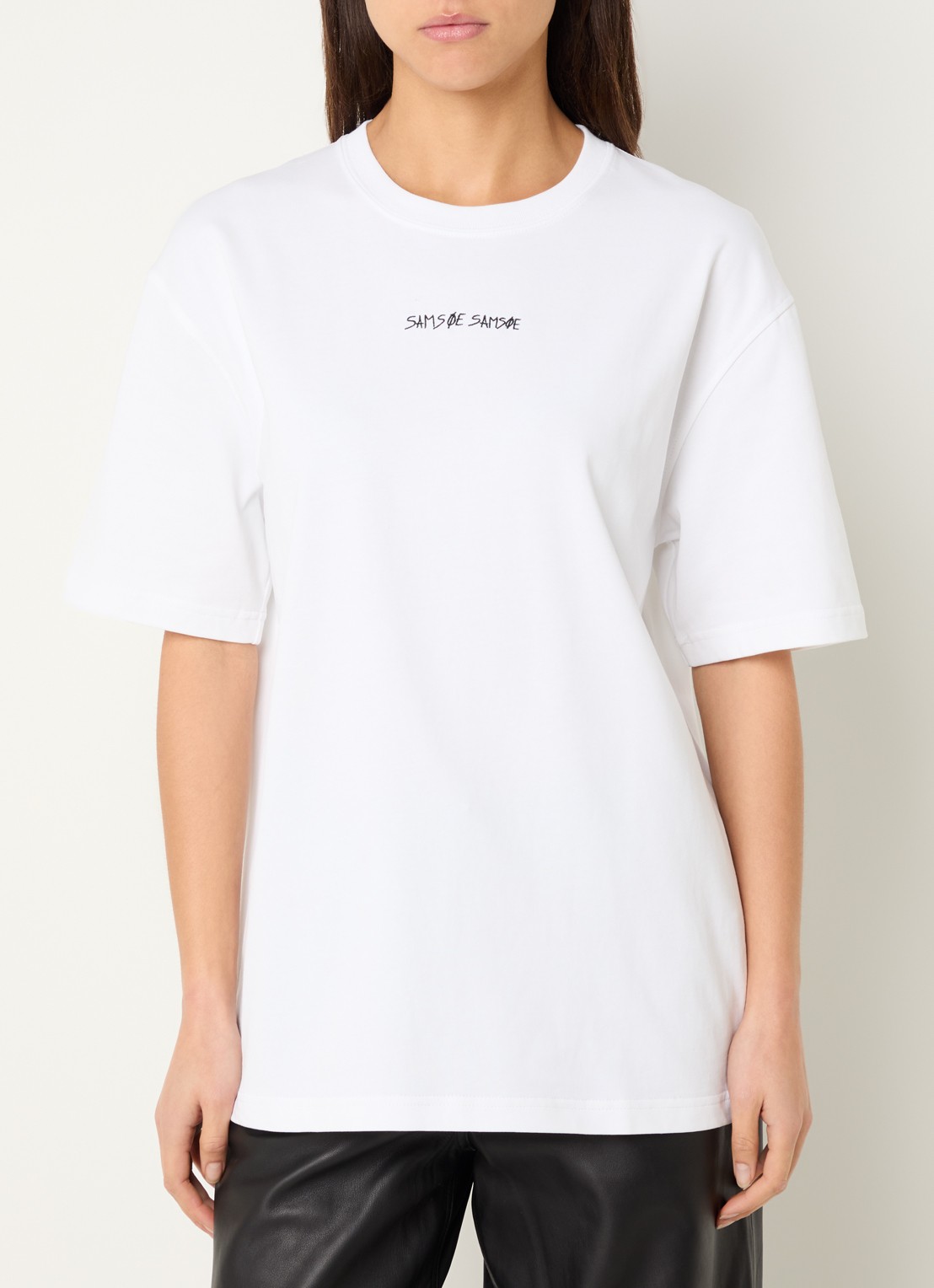 SAMSØE SAMSØE Dinner T-shirt met logo- en backprint - achterkant 3 wit