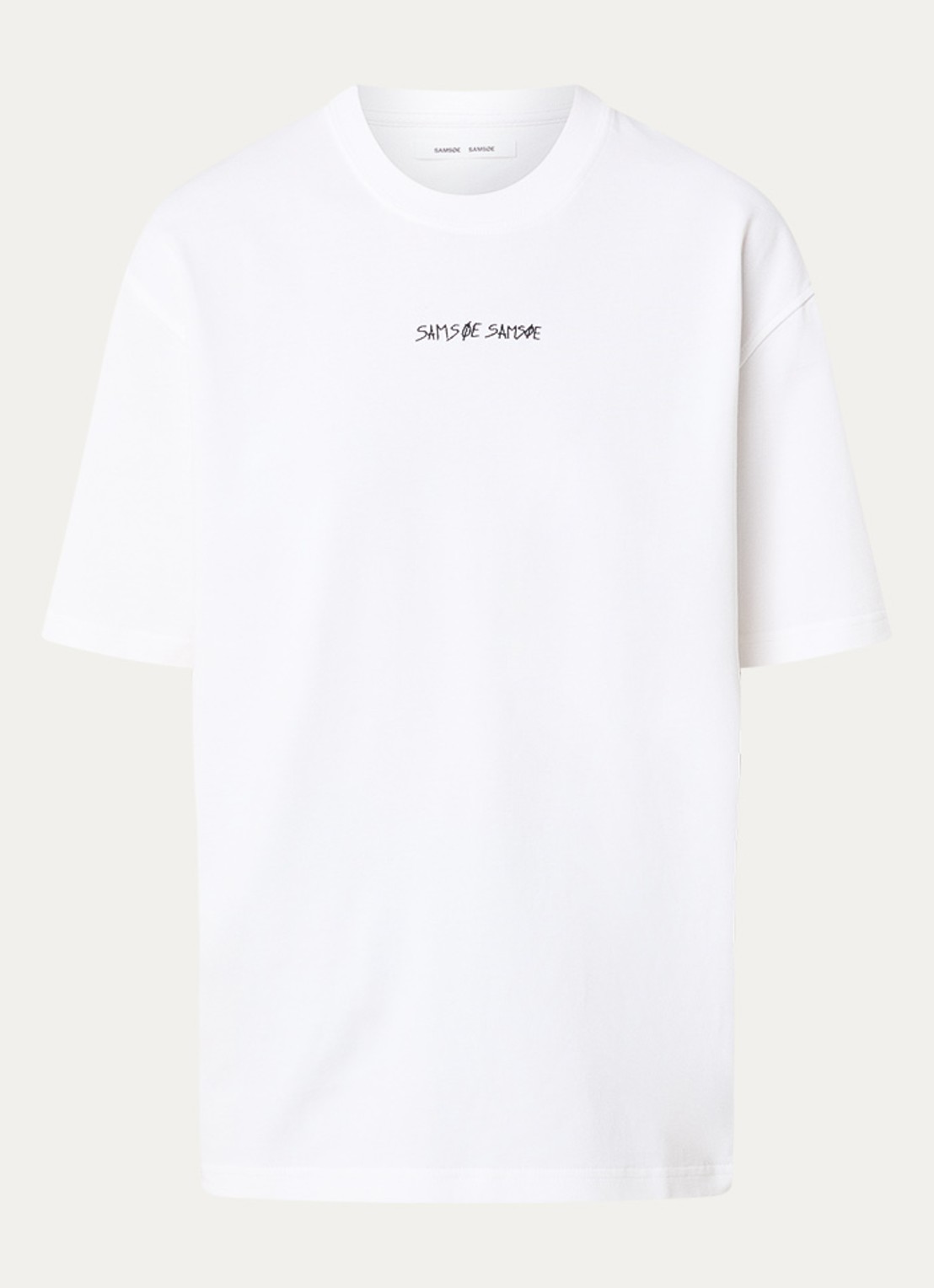 SAMSØE SAMSØE Dinner T-shirt met logo- en backprint - voorkant wit