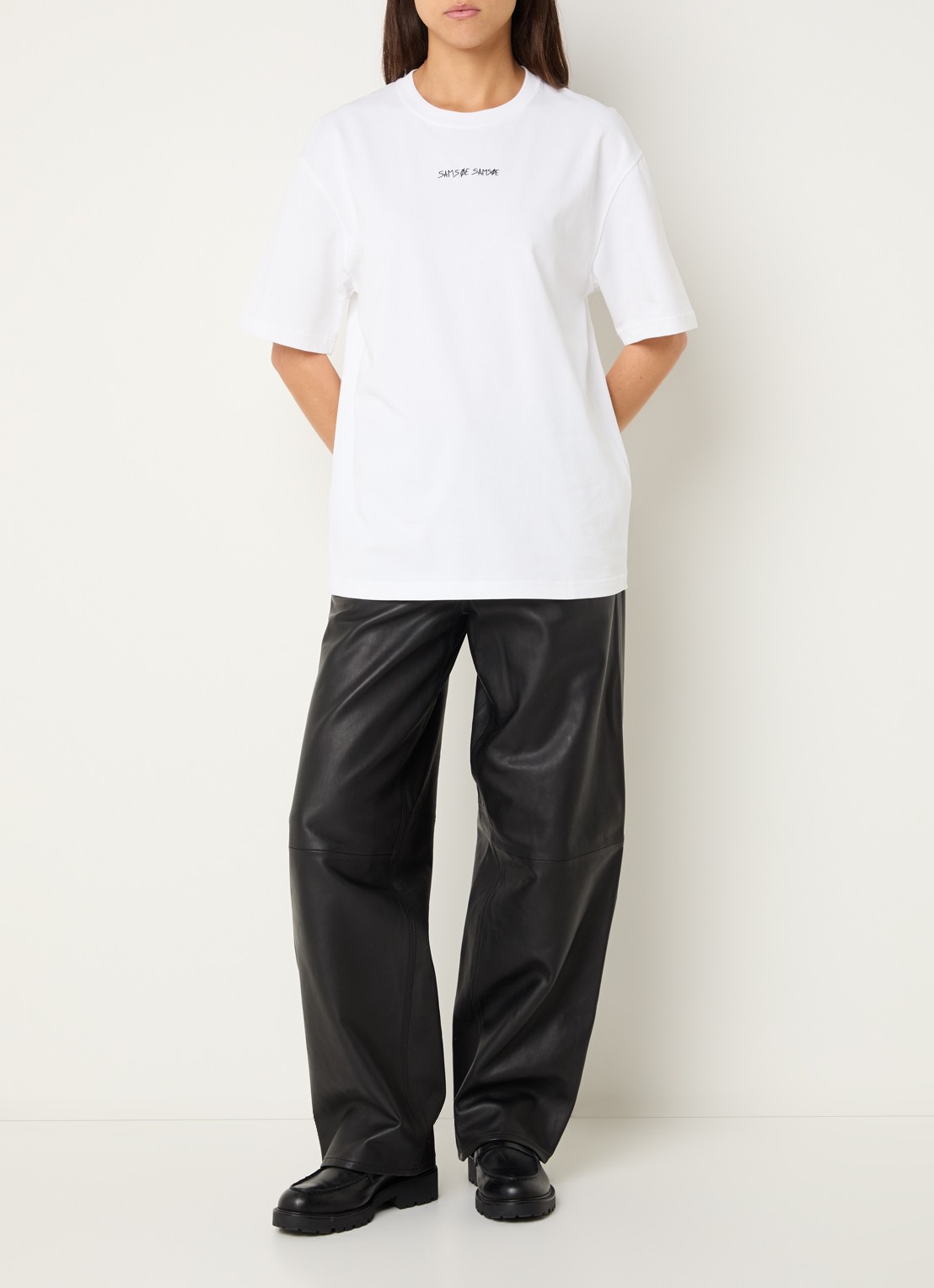 SAMSØE SAMSØE Dinner T-shirt met logo- en backprint - voorkant 2 wit