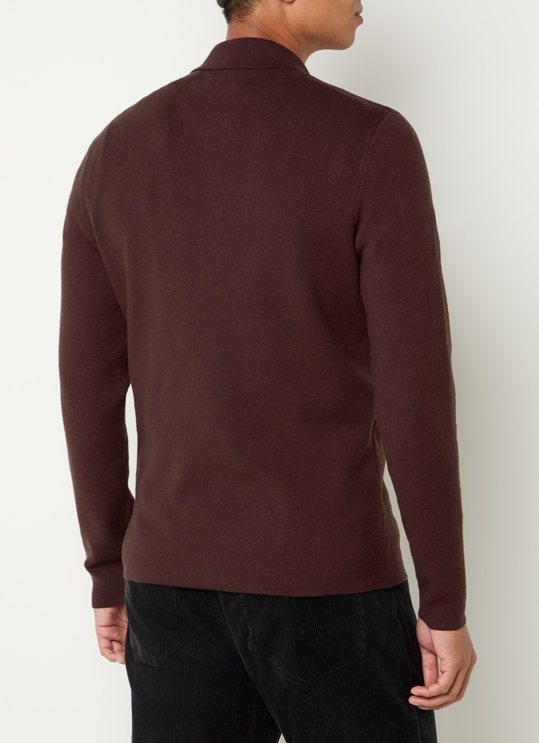SAMSØE SAMSØE Guna fijngebreide pullover met halve rits - achterkant 2 bruin