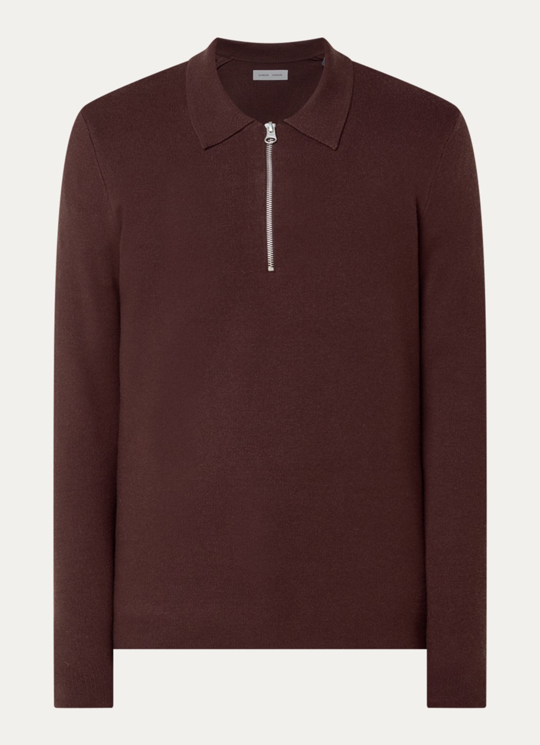 SAMSØE SAMSØE Guna fijngebreide pullover met halve rits - voorkant 3 bruin