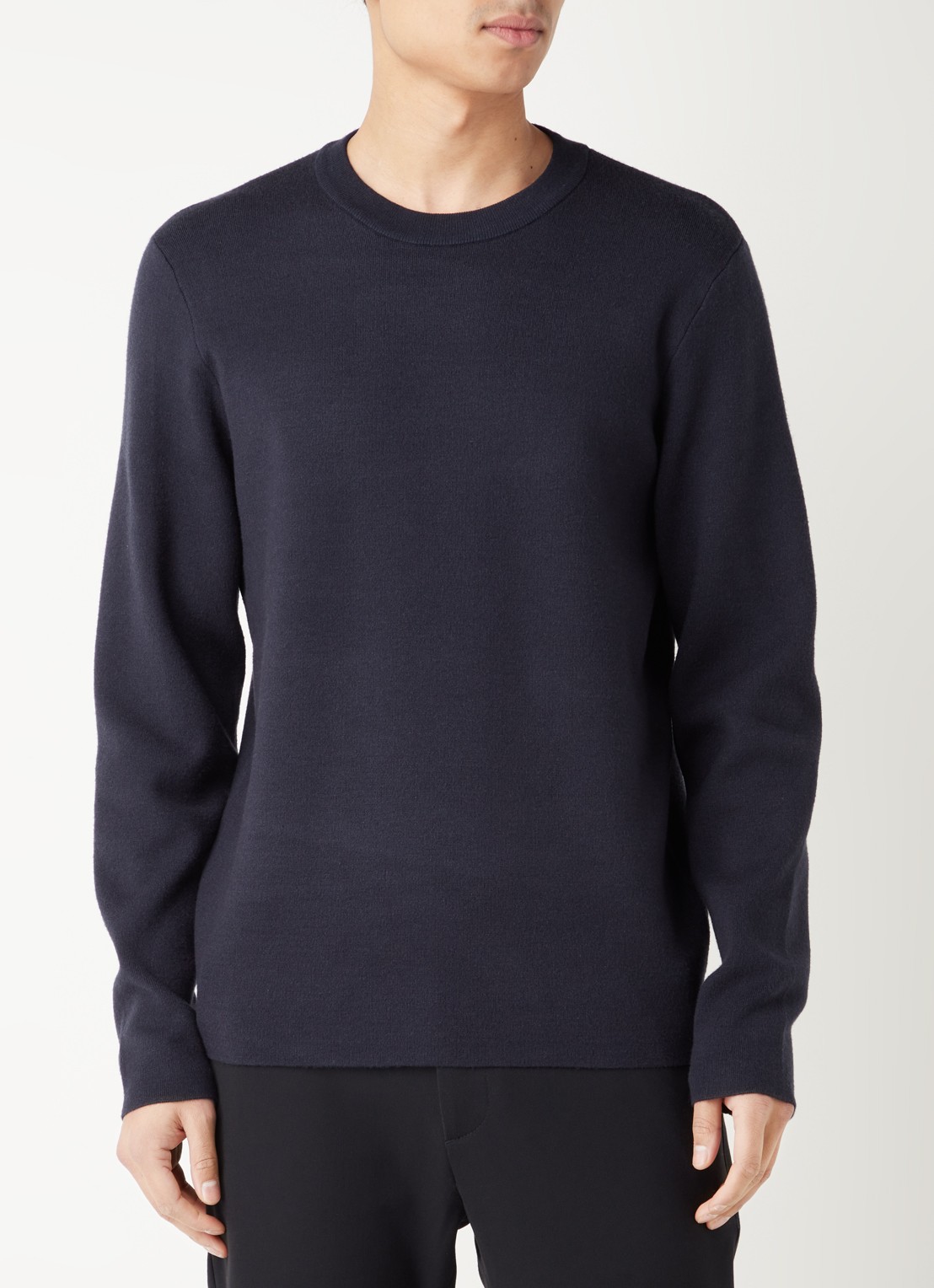 SAMSØE SAMSØE Gunan fijngebreide pullover met stretch  - detail donkerblauw