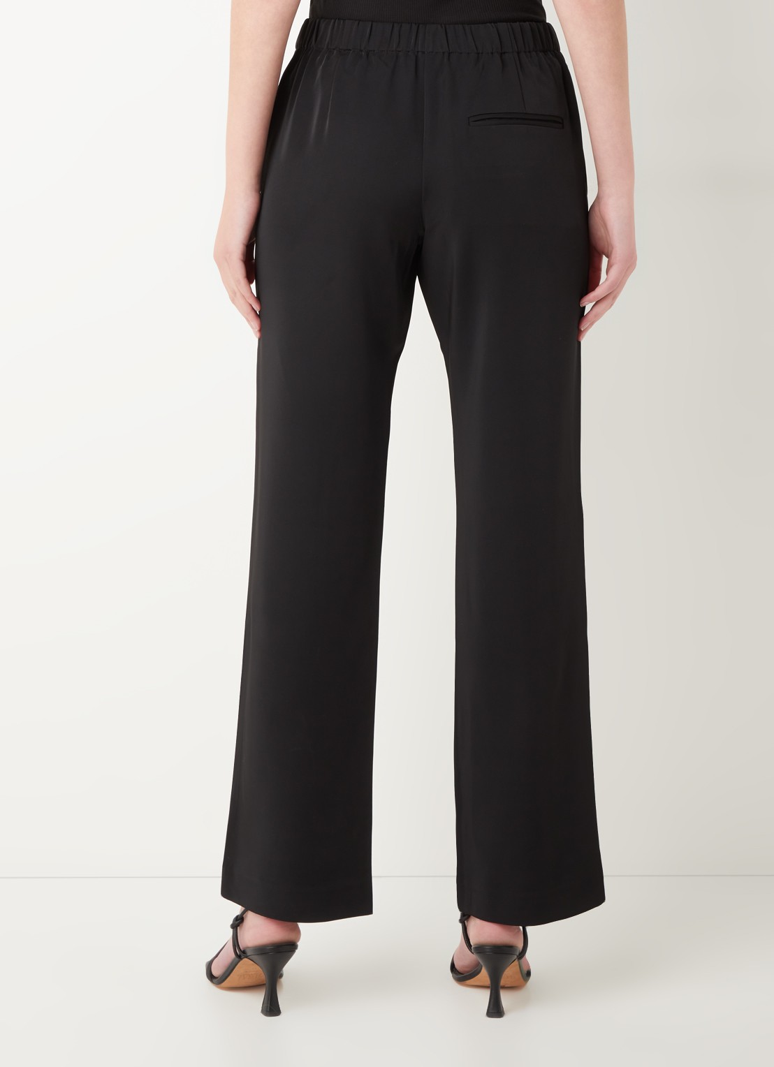 SAMSØE SAMSØE Hoys high waist straight fit trackpants van  polyester - achterkant zwart