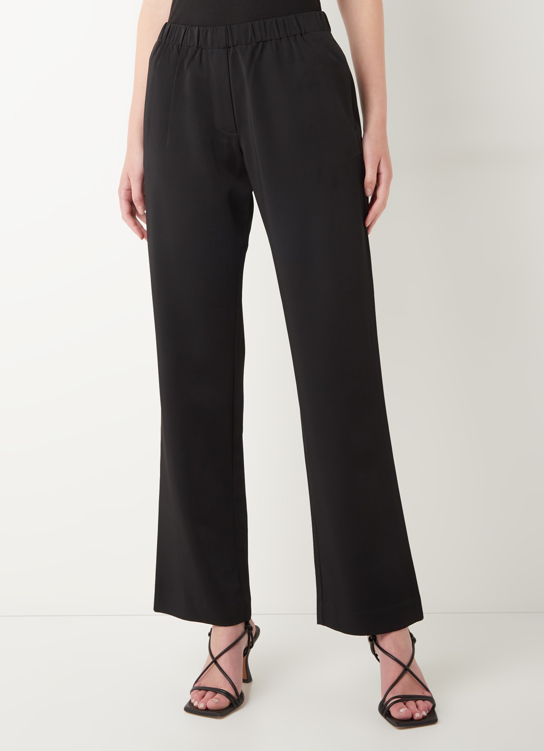 SAMSØE SAMSØE Hoys high waist straight fit trackpants van  polyester - detail 4 zwart