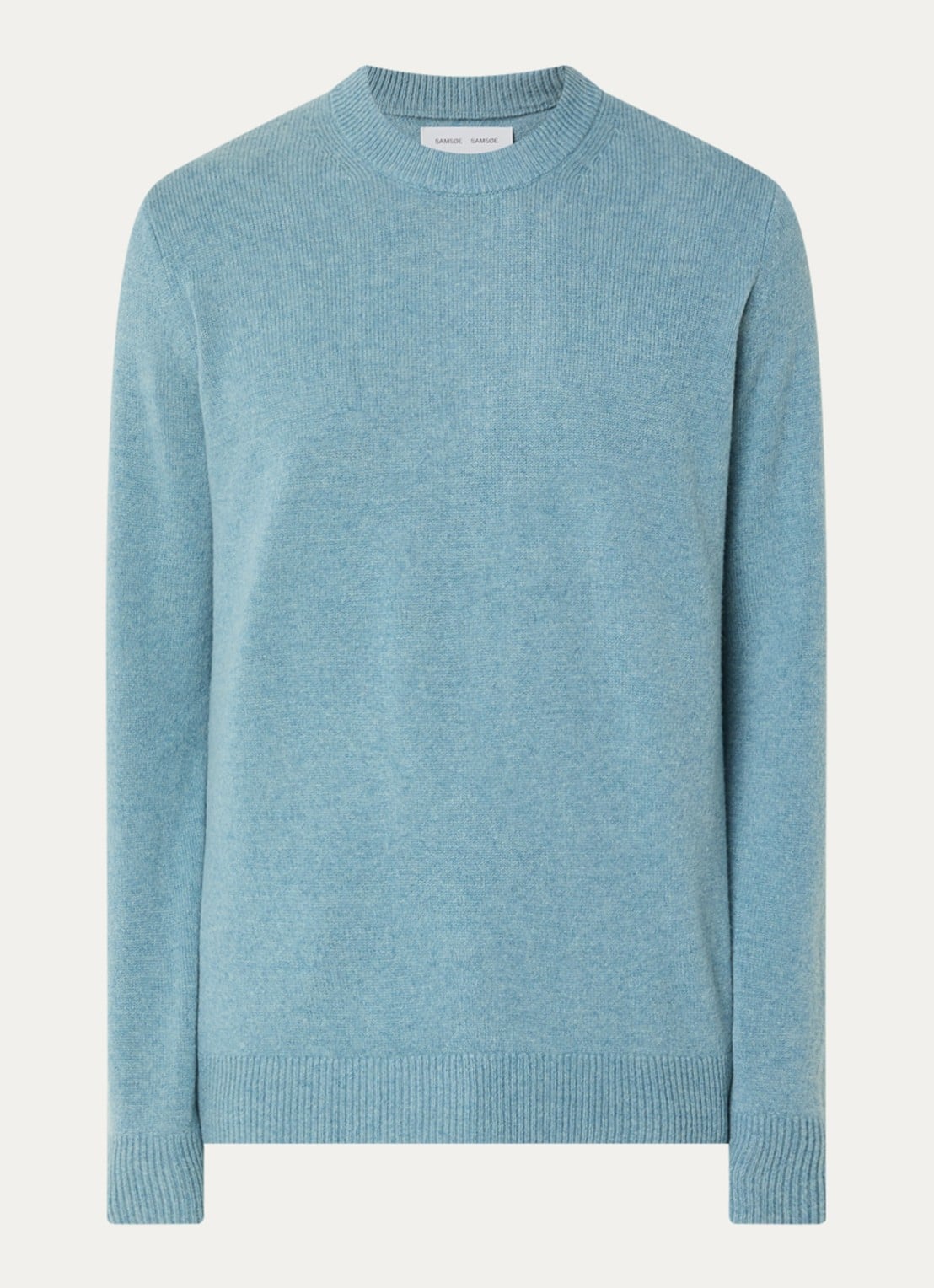 SAMSØE SAMSØE Isak fijngebreide pullover van merino wol - voorkant 3 staalblauw