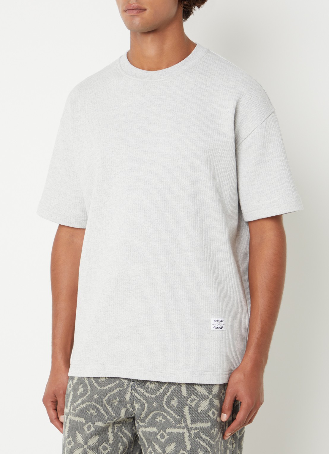 SAMSØE SAMSØE Jason T-shirt met structuur - detail grijsmele