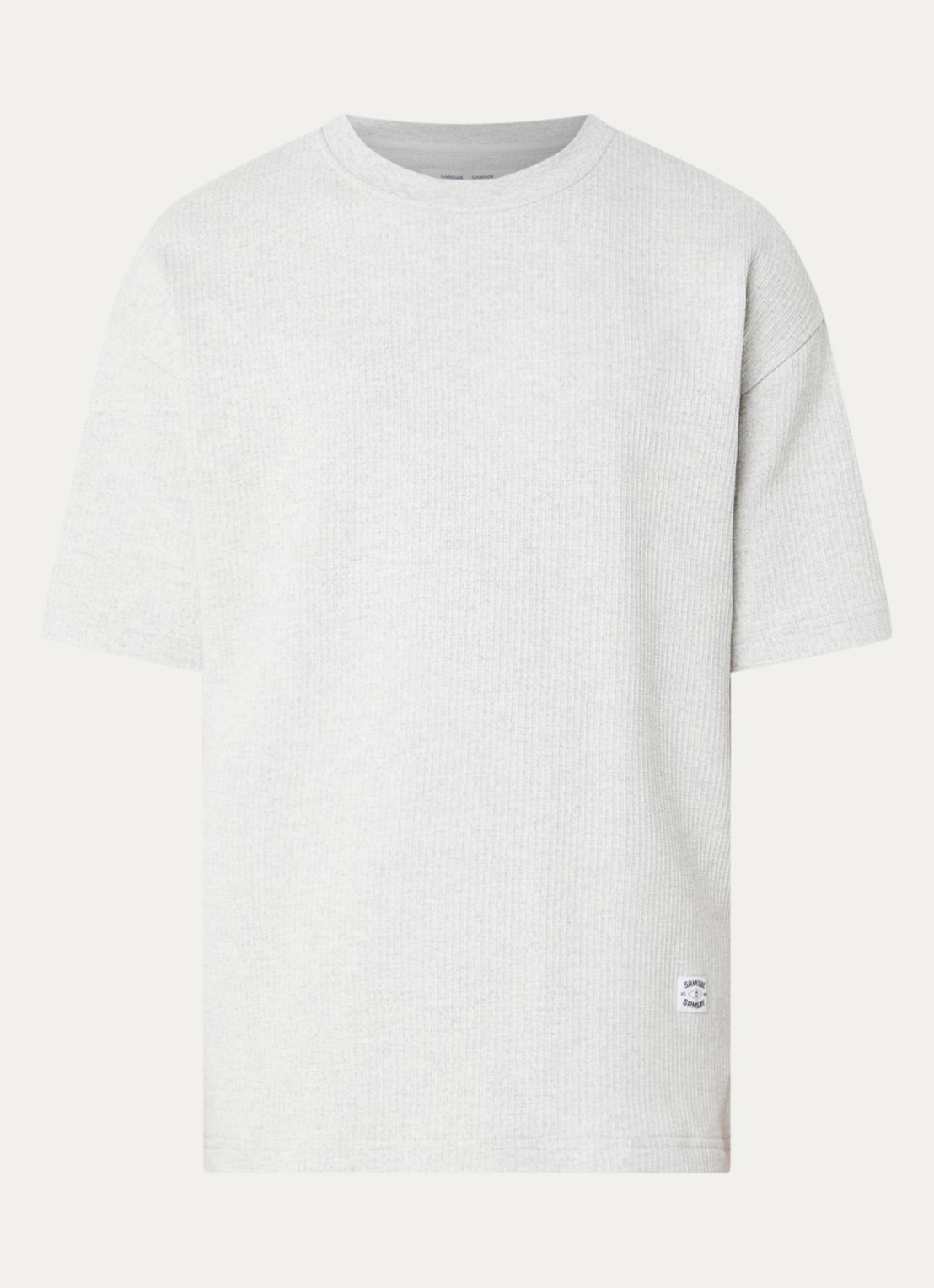 SAMSØE SAMSØE Jason T-shirt met structuur - voorkant 2 grijsmele